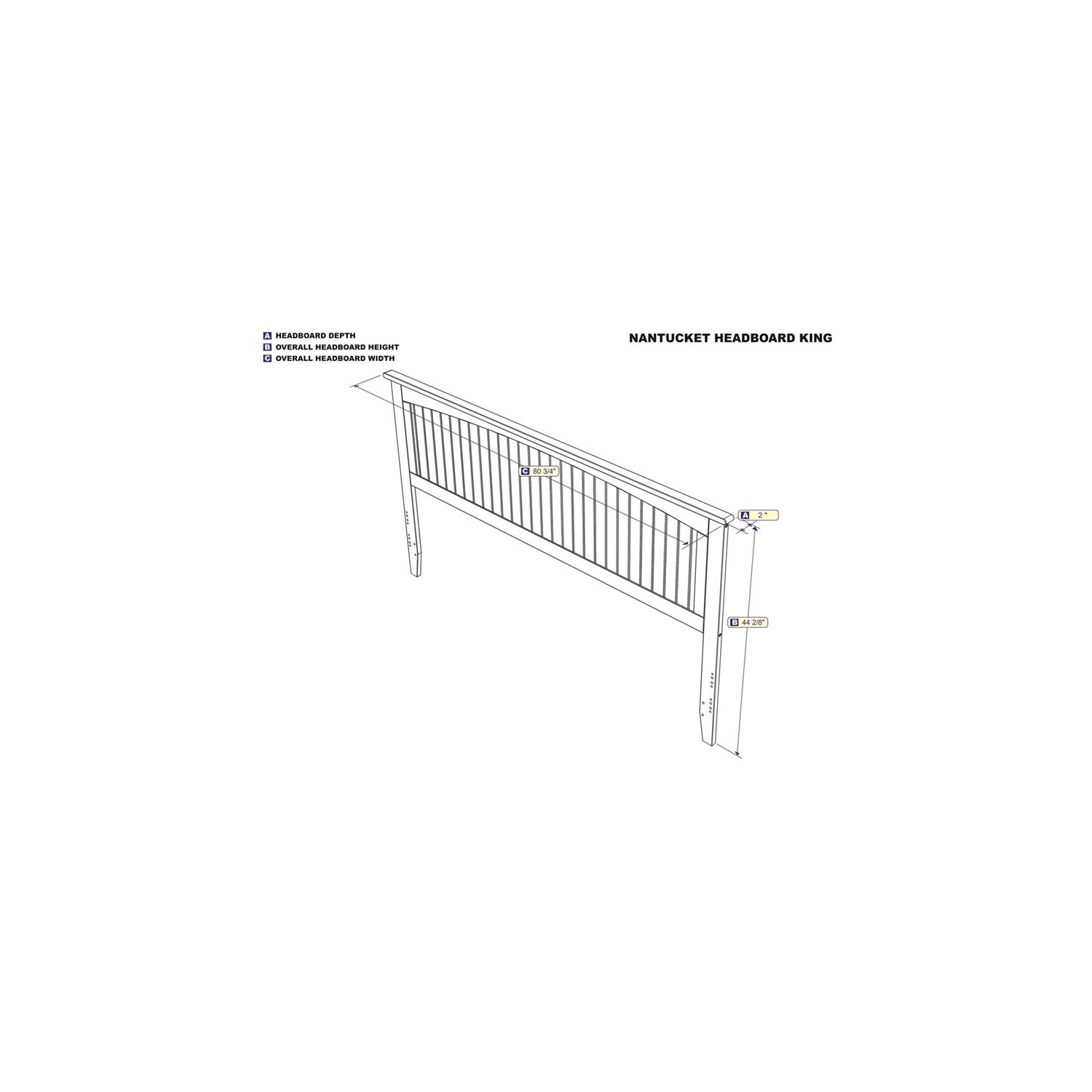 AFI Nantucket King Solid Wood Panel Headboard with Device Charger in White