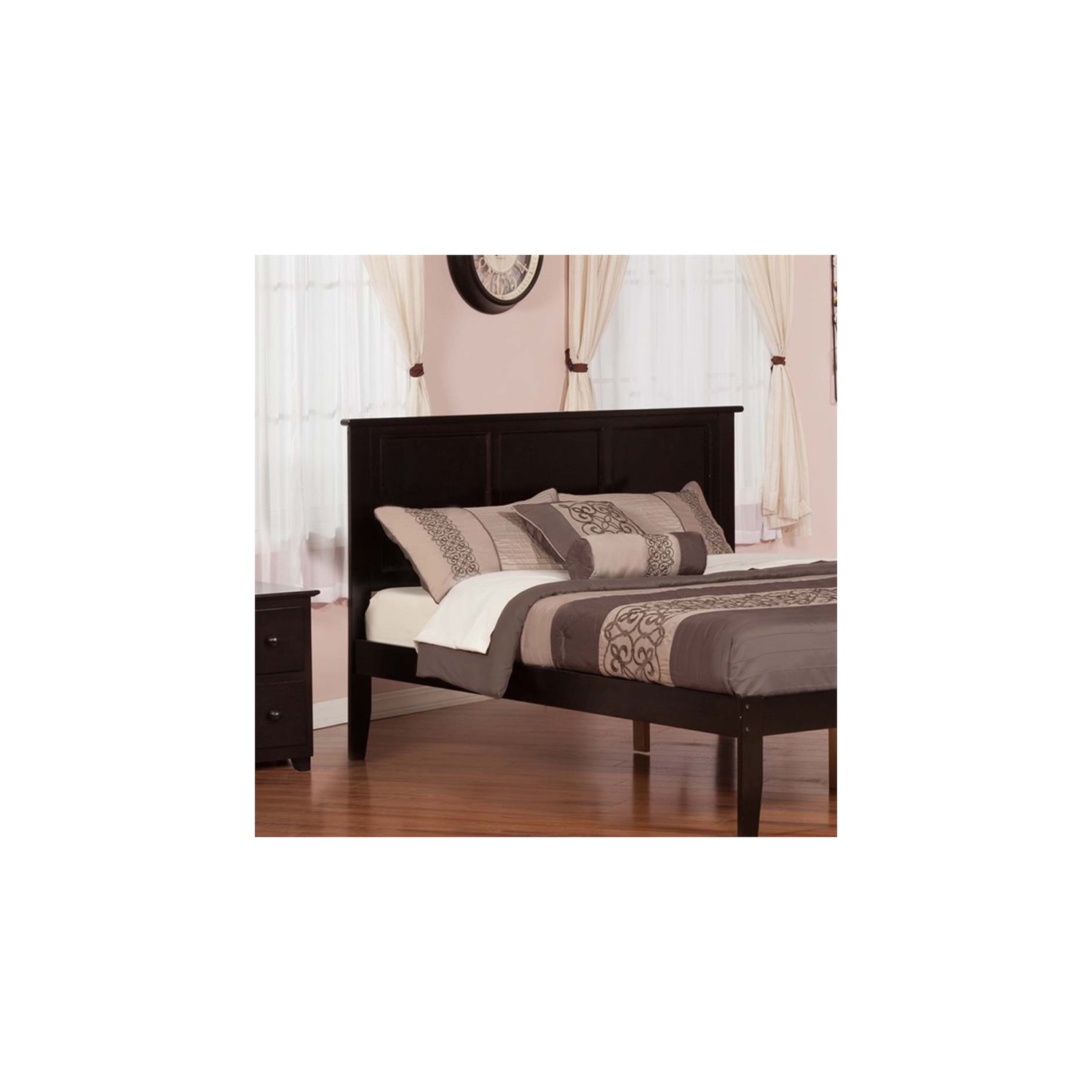 AFI Madison Queen Solid Wood Panel Headboard with Device Charger in Espresso