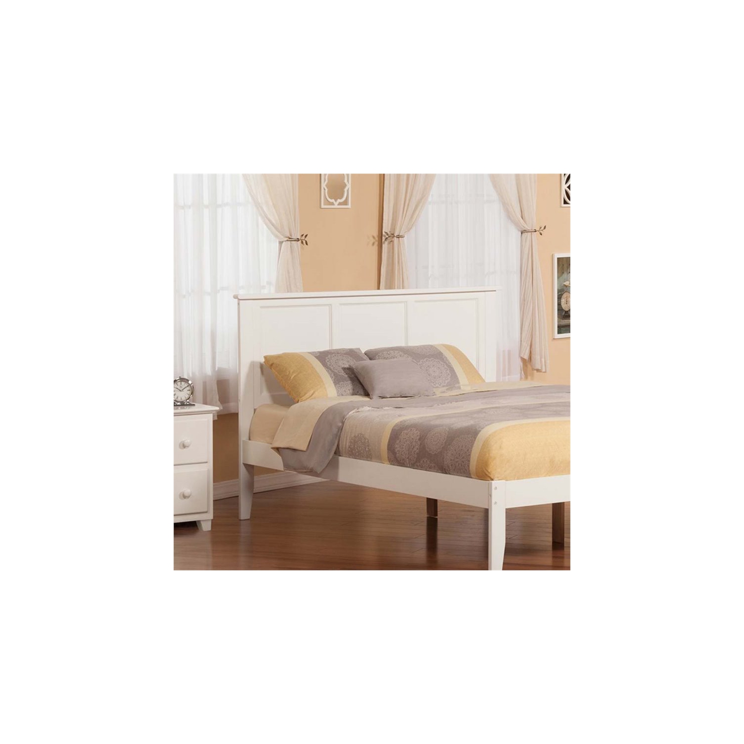 AFI Madison Queen Solid Wood Panel Headboard with Device Charger in White