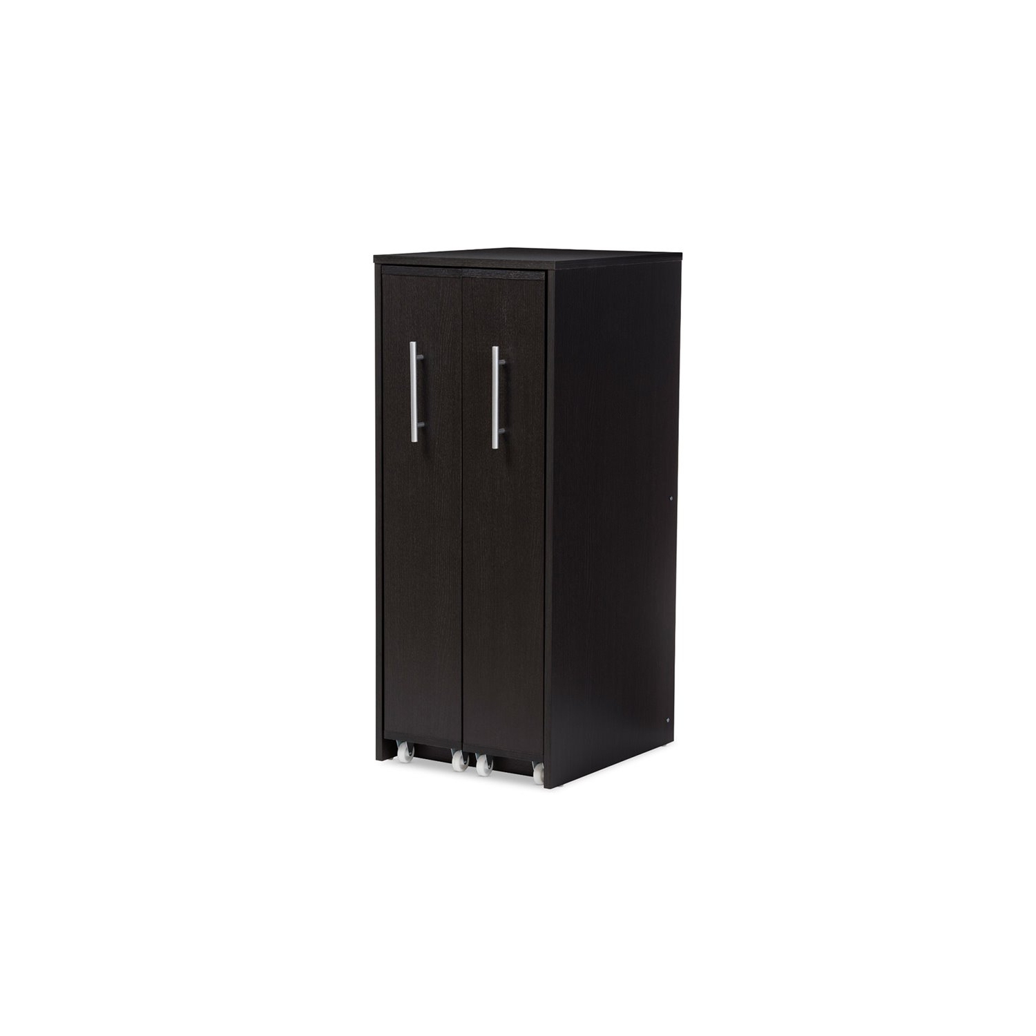 Baxton Studio Lindo 2 Pull Out Door Media Storage Cabinet in Brown