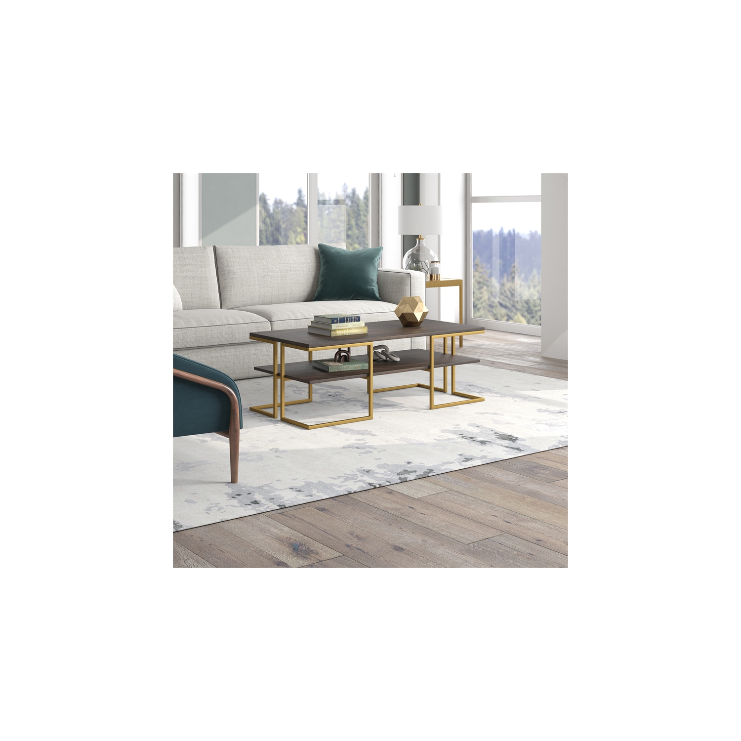 Henn&Hart 45" Gold Coffee Table