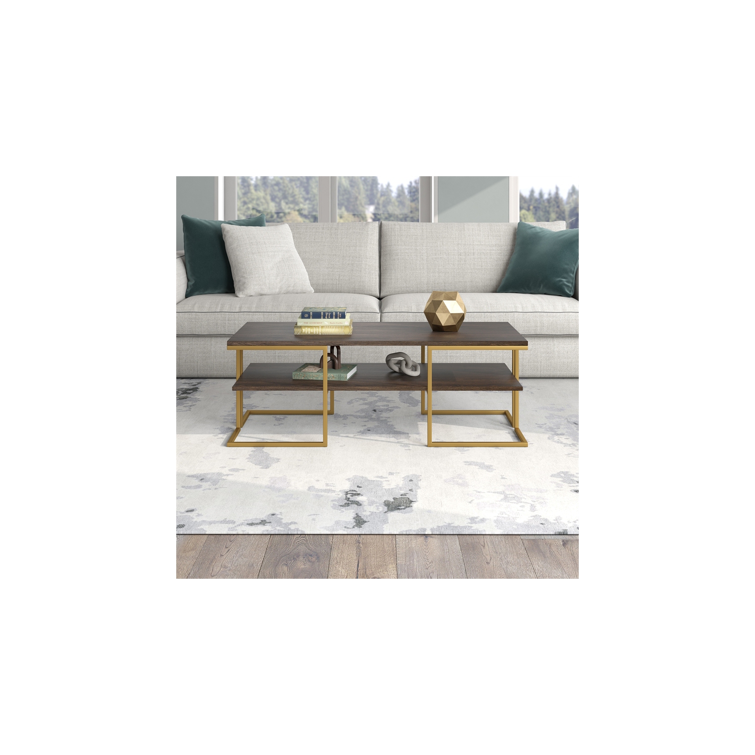 Henn&Hart 45" Gold Coffee Table