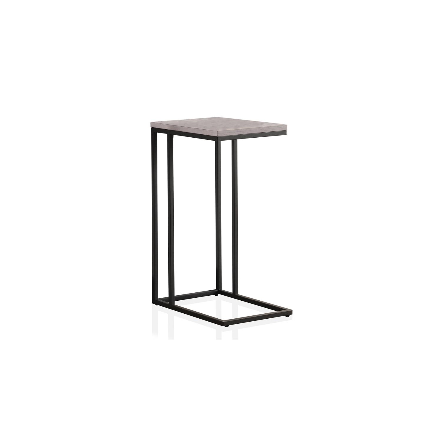 Furniture of America Vidan Rustic Metal C-Shaped Side Table in Antique White