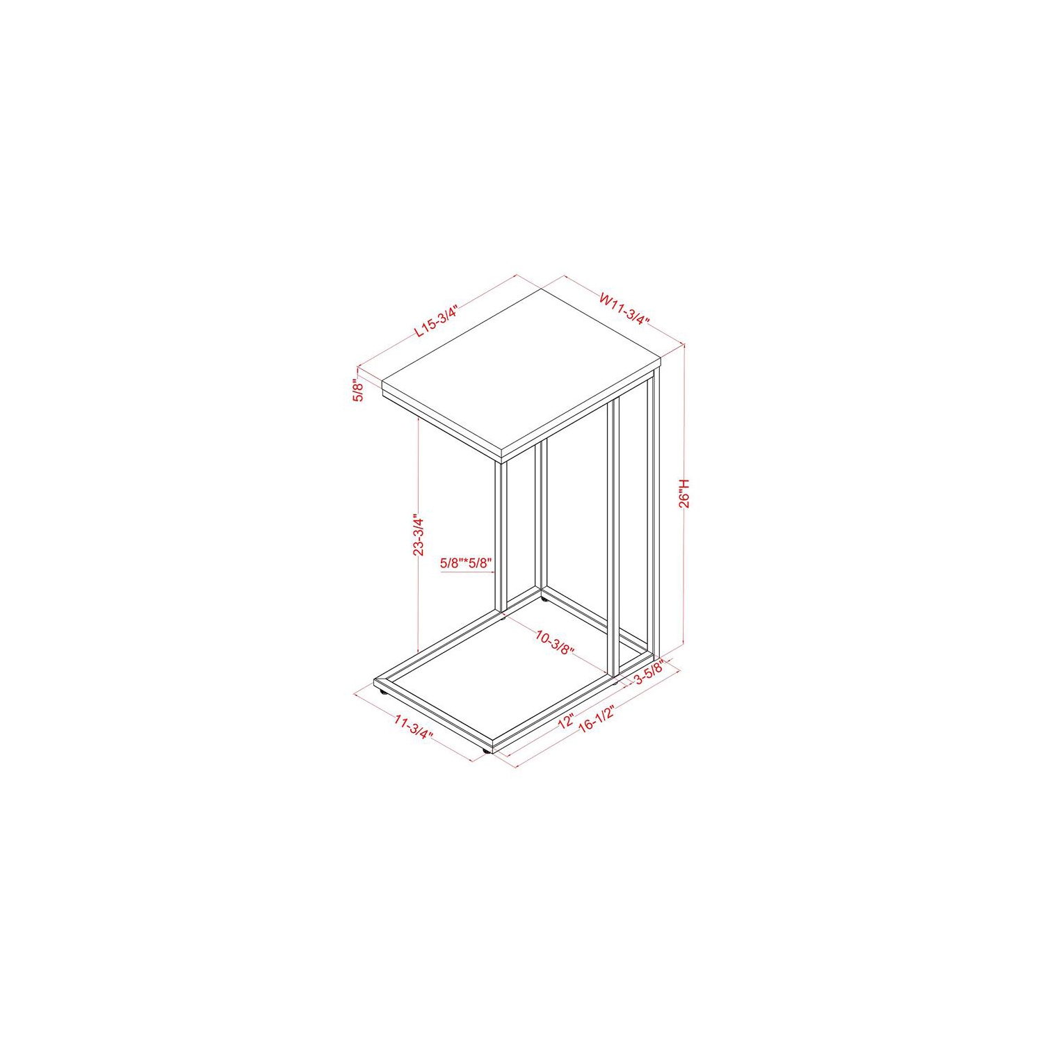 Furniture of America Vidan Rustic Metal C-Shaped Side Table in Antique White