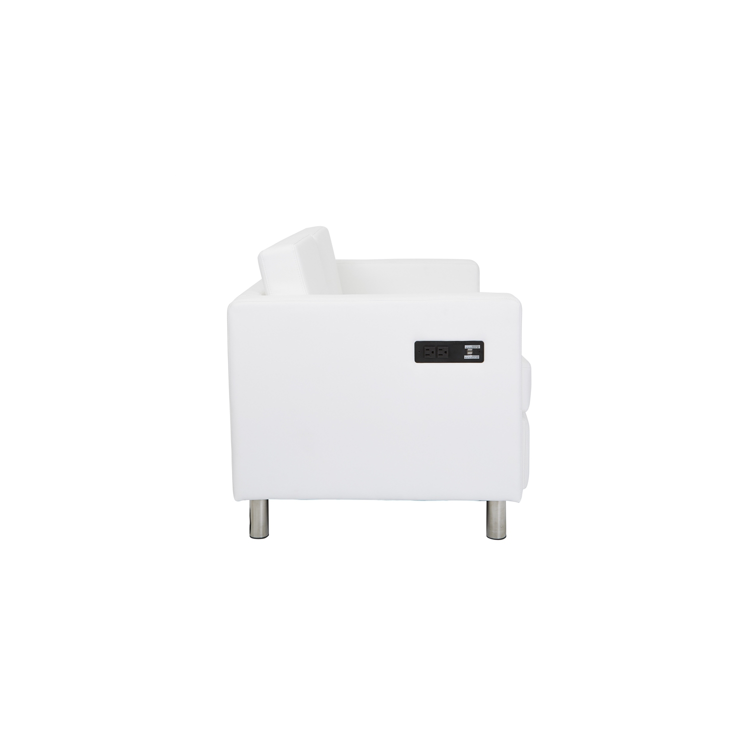 Causeuse Atlantic avec station de recharge double en similicuir blanc neige Dillon