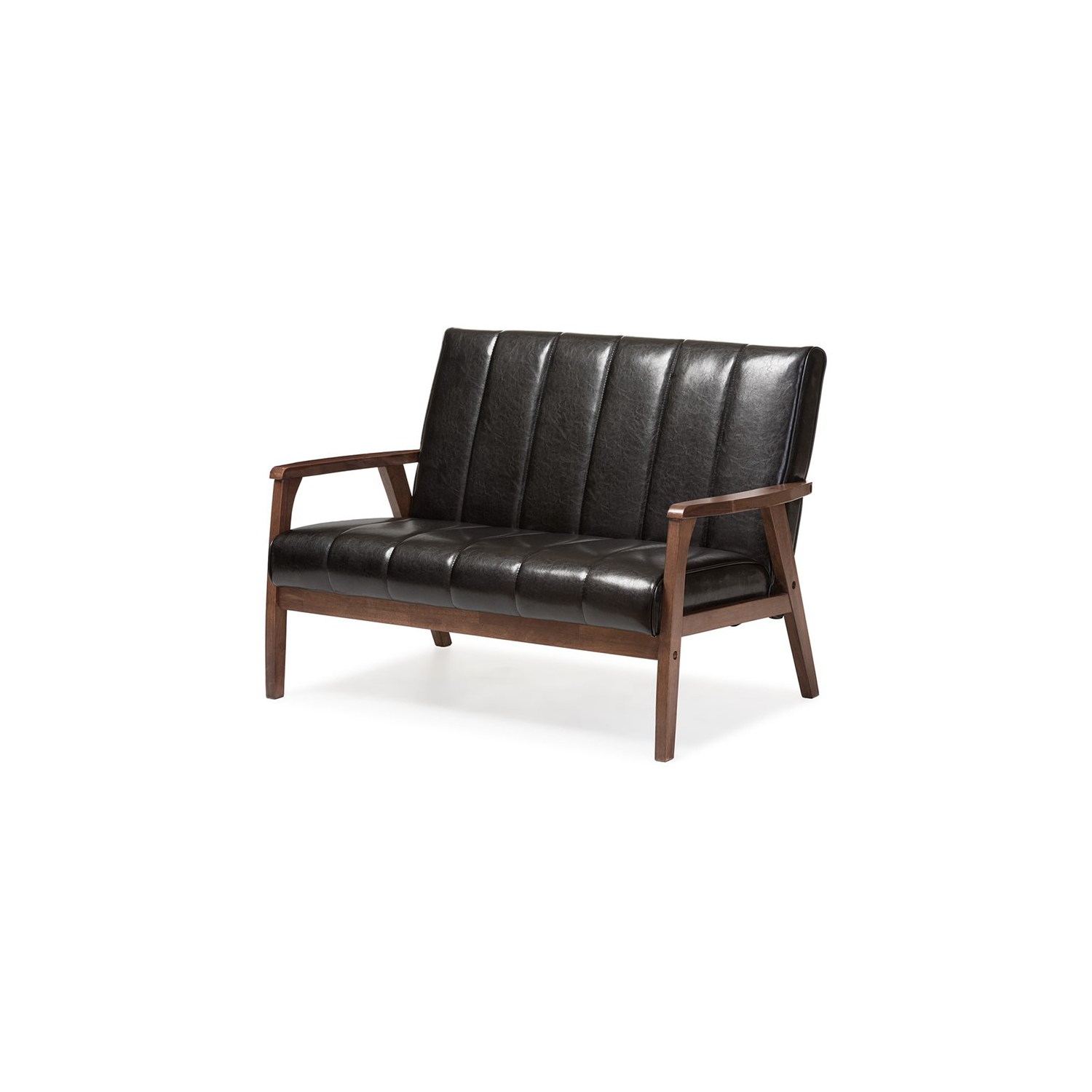 Baxton Studio – Causeuse en similicuir Nikko, noir et noyer