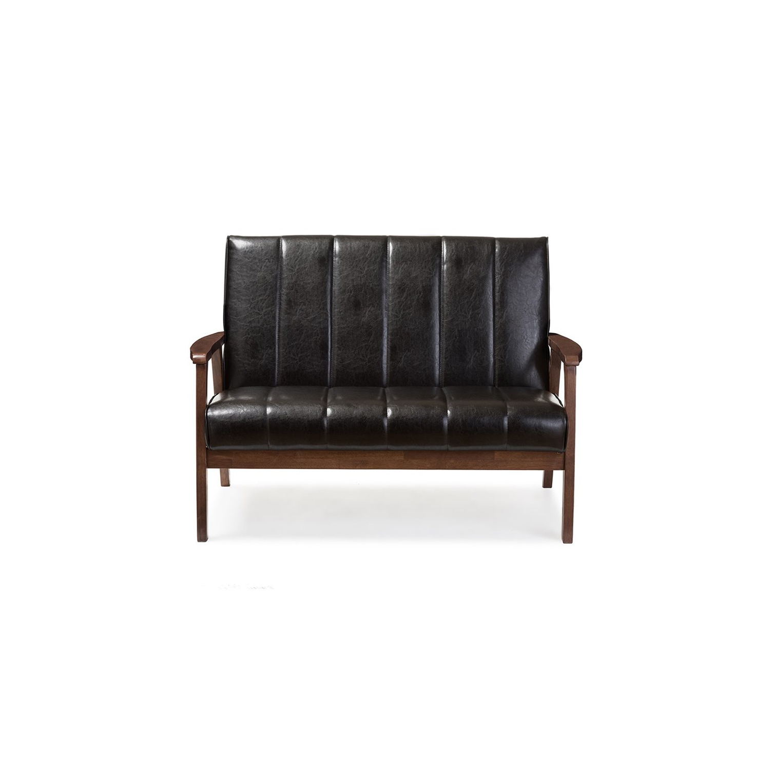 Baxton Studio – Causeuse en similicuir Nikko, noir et noyer