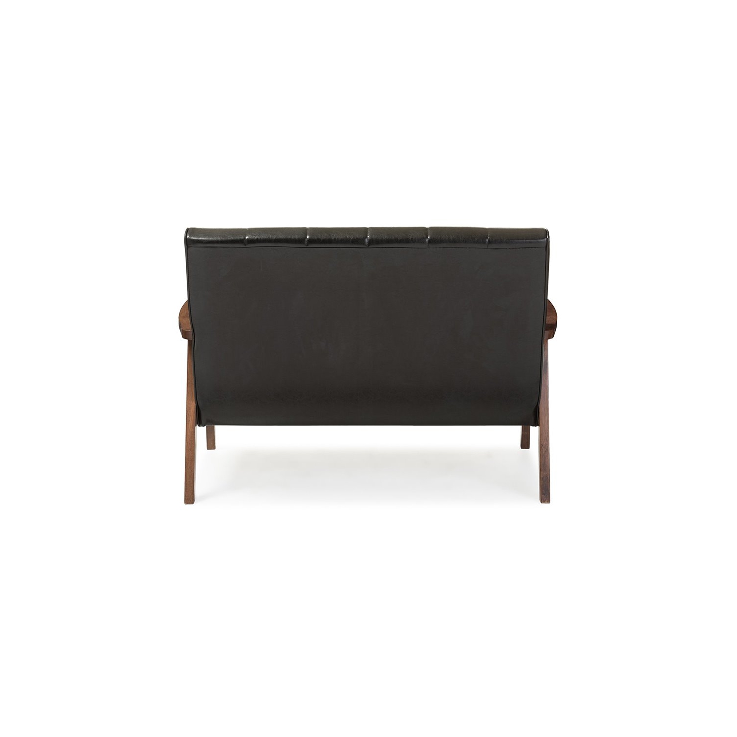 Baxton Studio – Causeuse en similicuir Nikko, noir et noyer