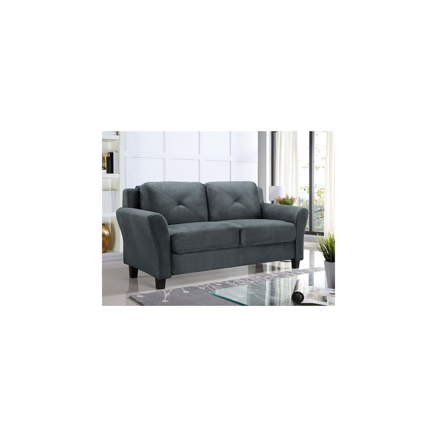 Canapé contemporain en microfibre de 18.5 po Bowery Hill, gris foncé