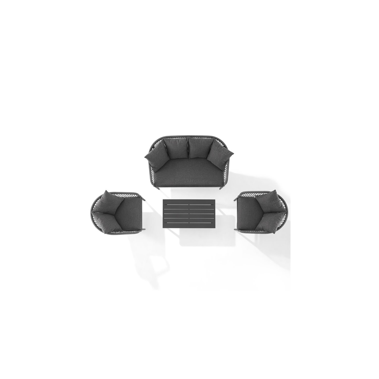 Crosley Furniture Dover 4 Piece Rattan Patio Sofa Set in Charcoal and Black