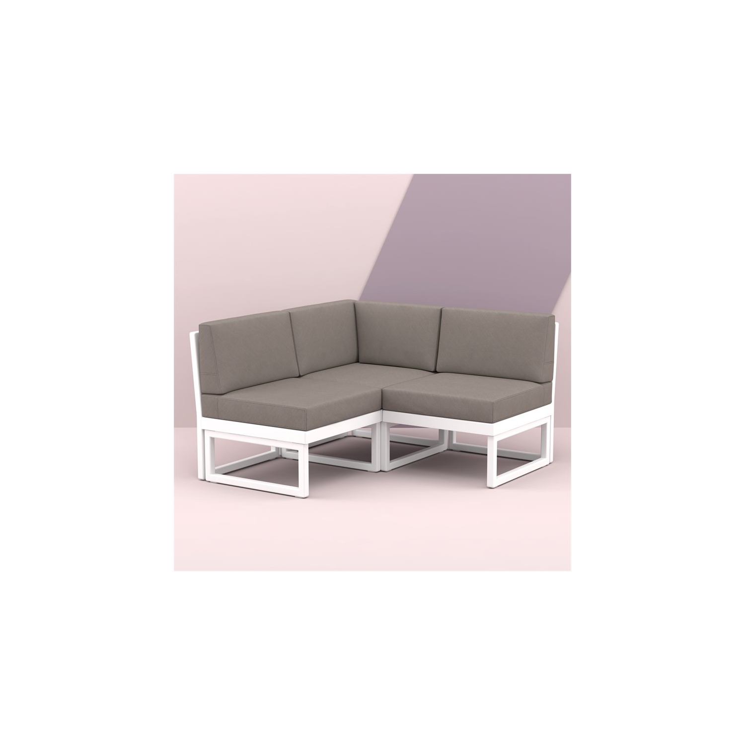 Extension Mykonos blanche avec coussin taupe en acrylique de Compiamia