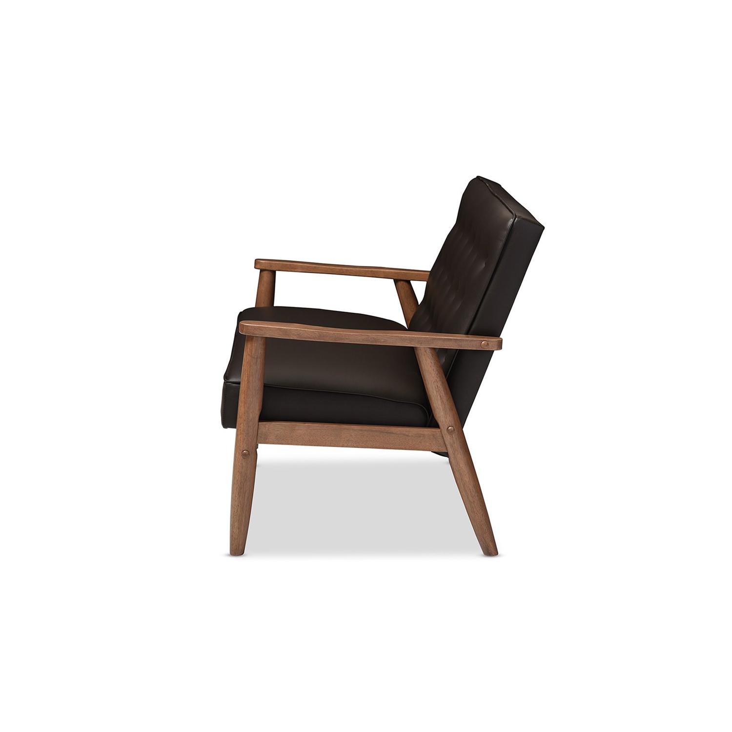 Baxton Studio – Causeuse capitonnée en similicuir Sorrento, brun foncé