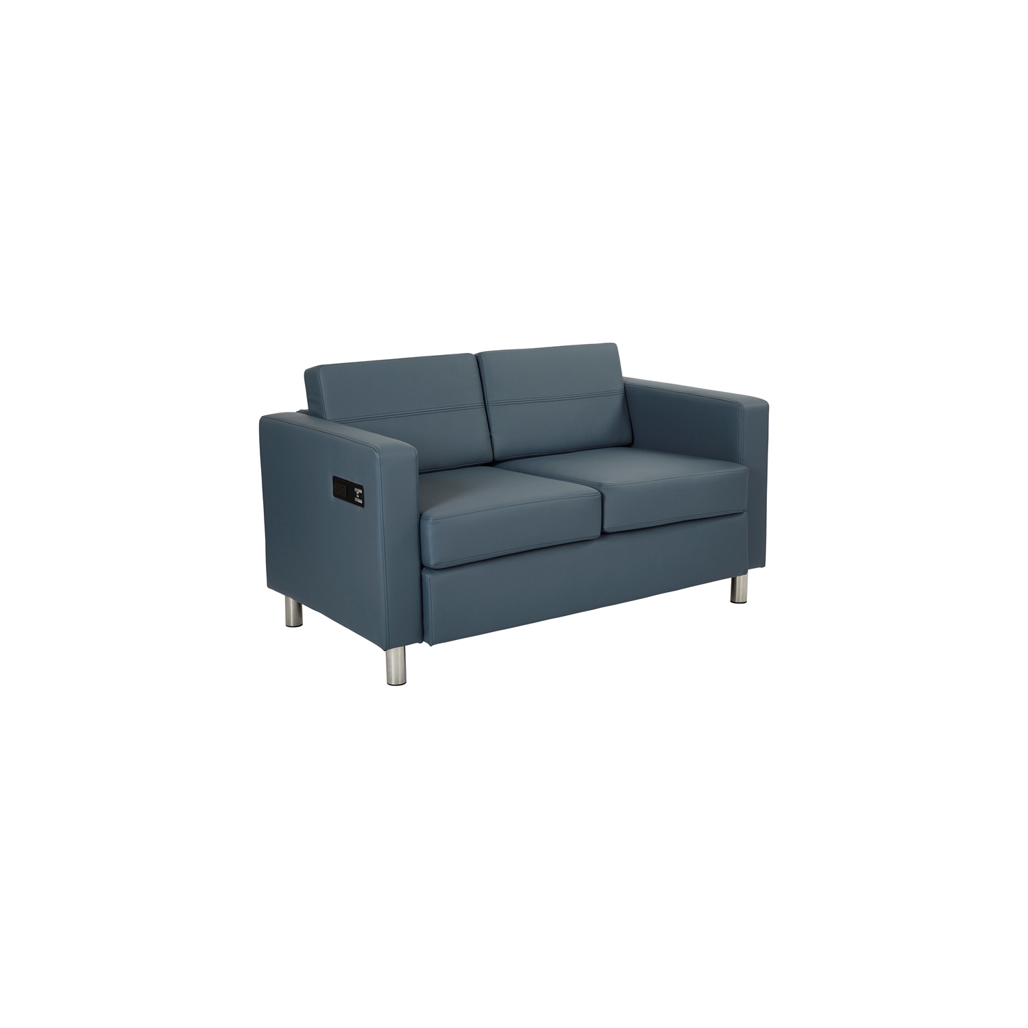 Causeuse Atlantic avec station de recharge double en similicuir bleu Dillon