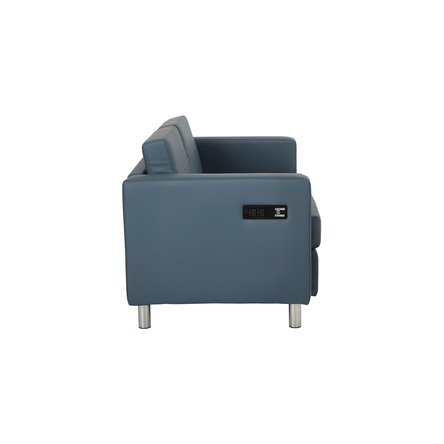 Causeuse Atlantic avec station de recharge double en similicuir bleu Dillon