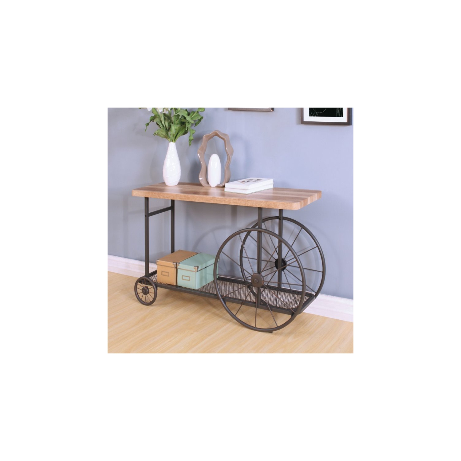 ACME Francie Console Table in Oak and Antique Gray