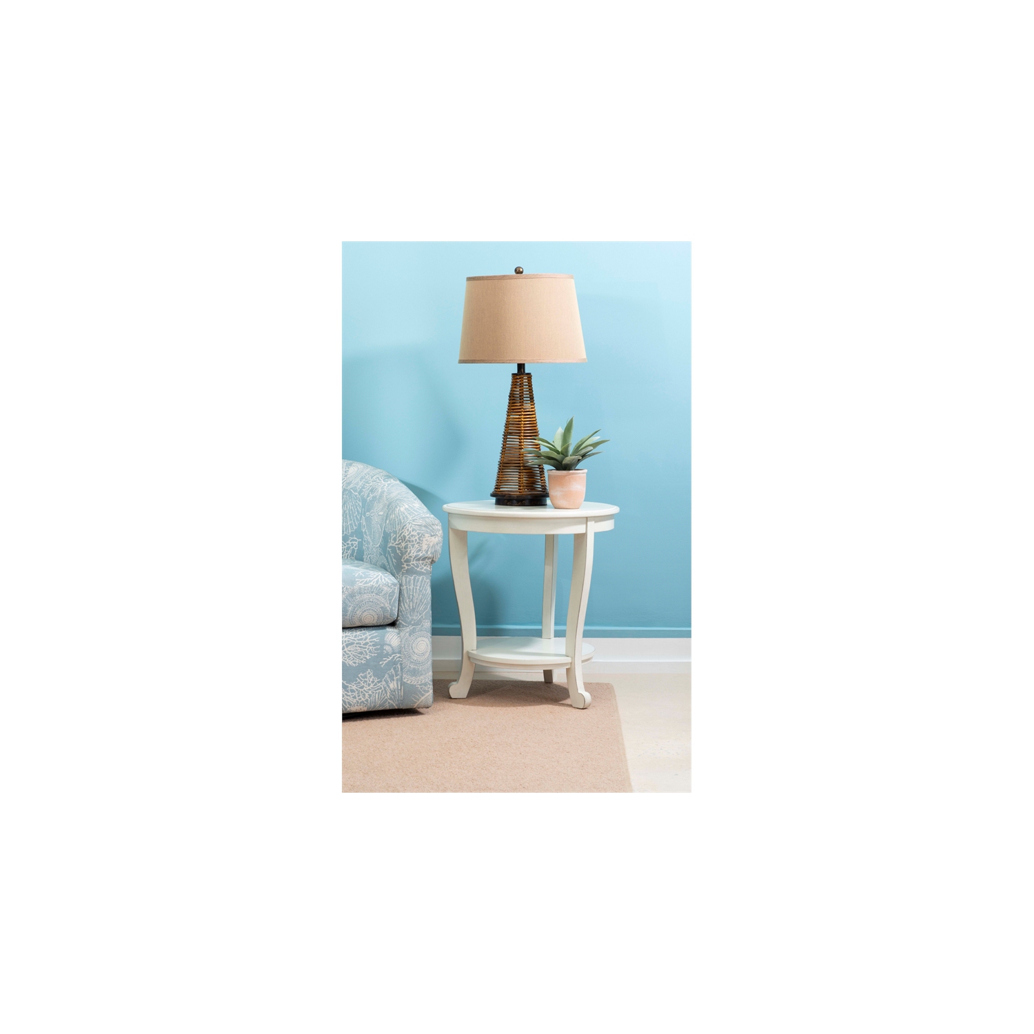 Linon Merce Wood Accent Side Table in White