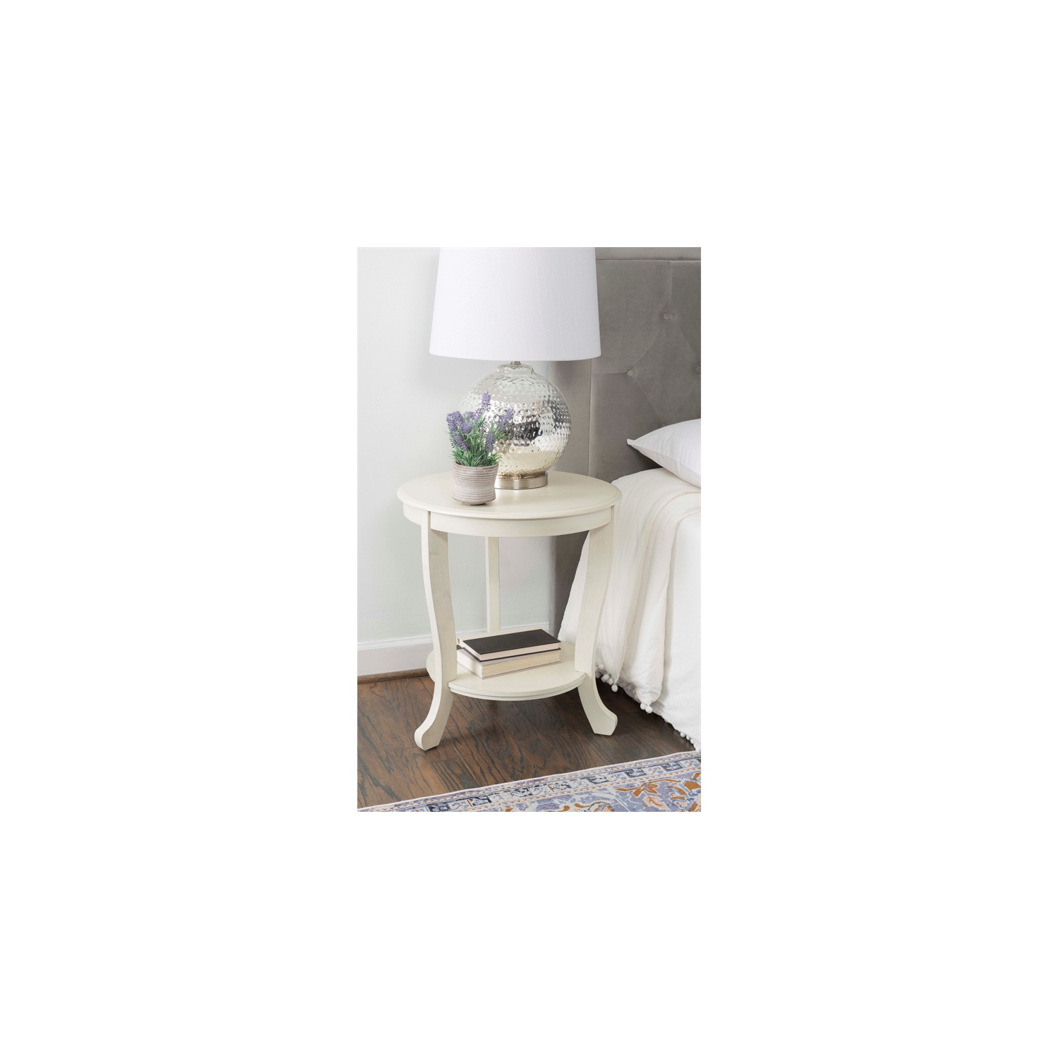 Linon Merce Wood Accent Side Table in White