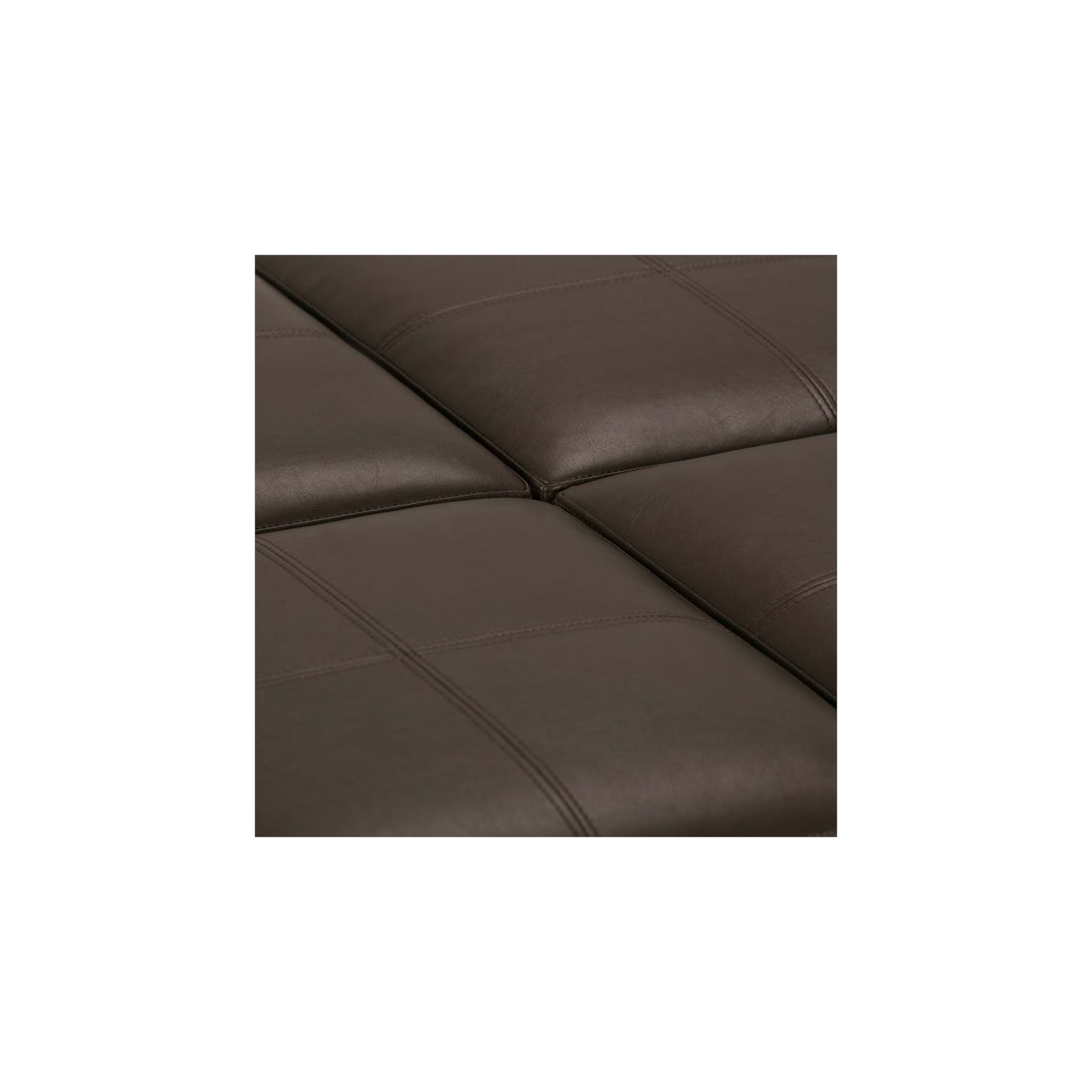 Simpli Home Avalon Square Faux Leather Ottoman in Chocolate Brown