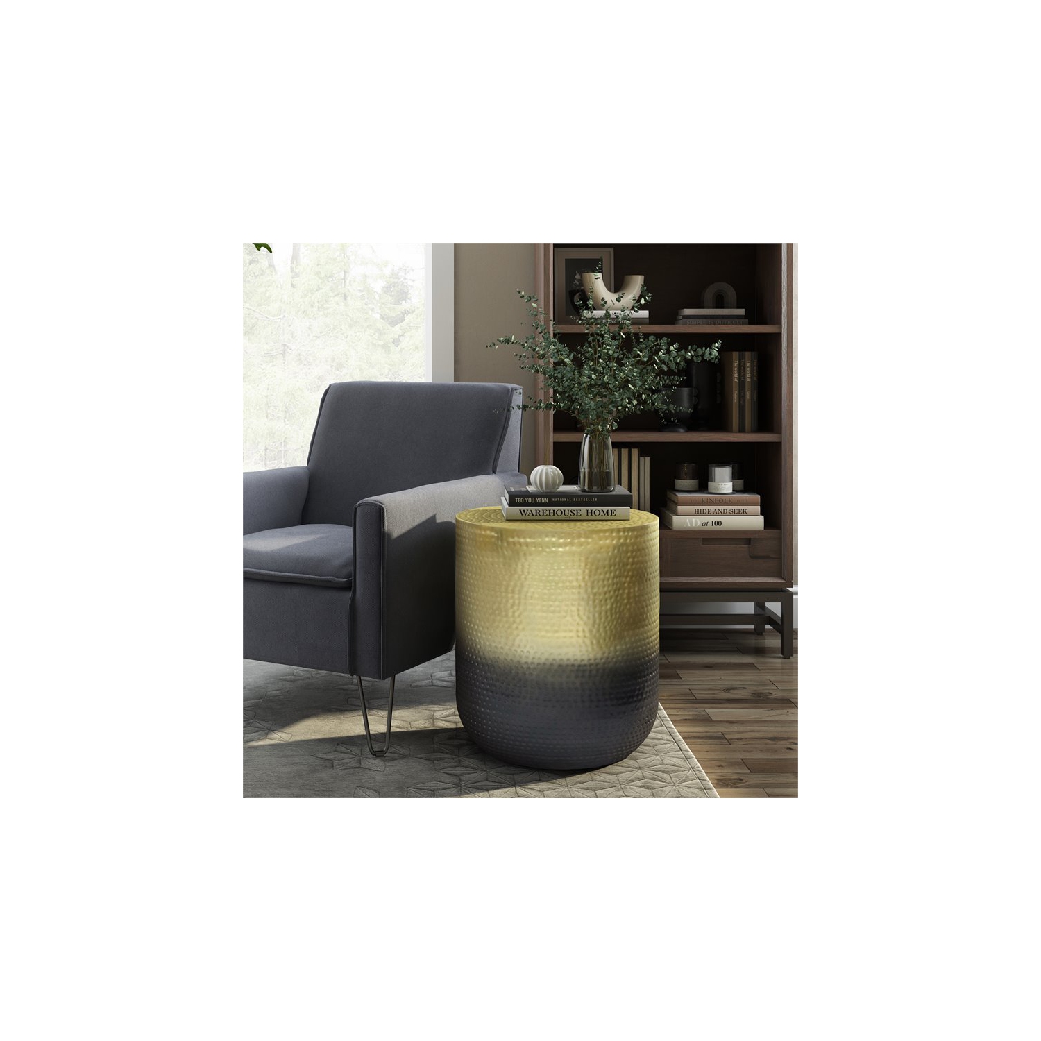 Simpli Home Nova Boho 19 " Metal Metal Side Table in Gold Ombre