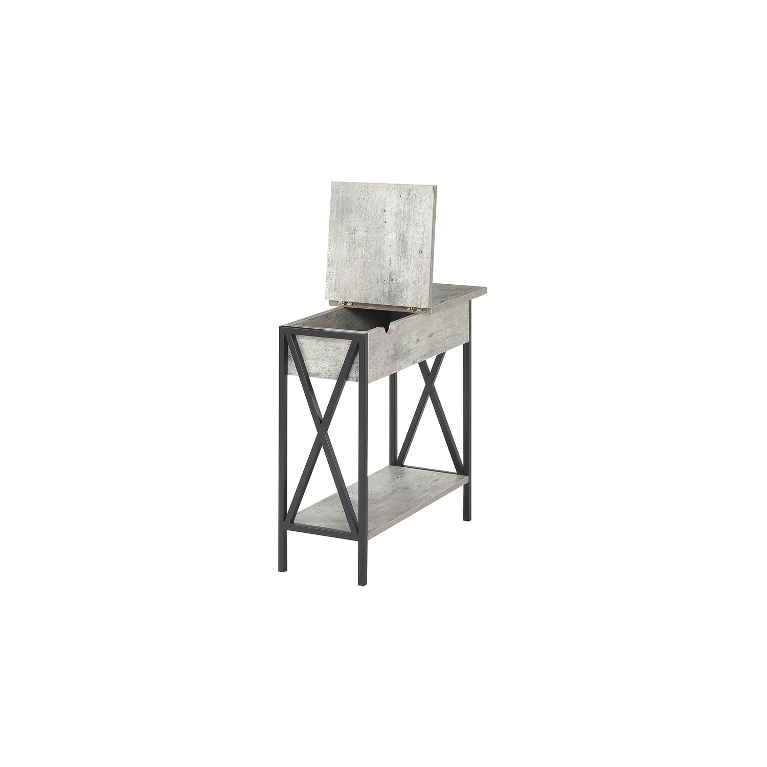 Convenience Concepts Tucson Electric Flip Top End Table in Faux Birch Gray Wood