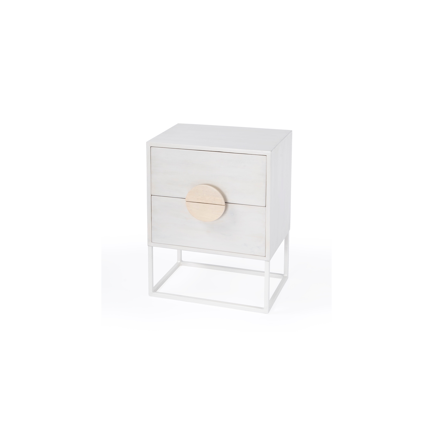 Lennasa White 2 Drawers Wood End Table