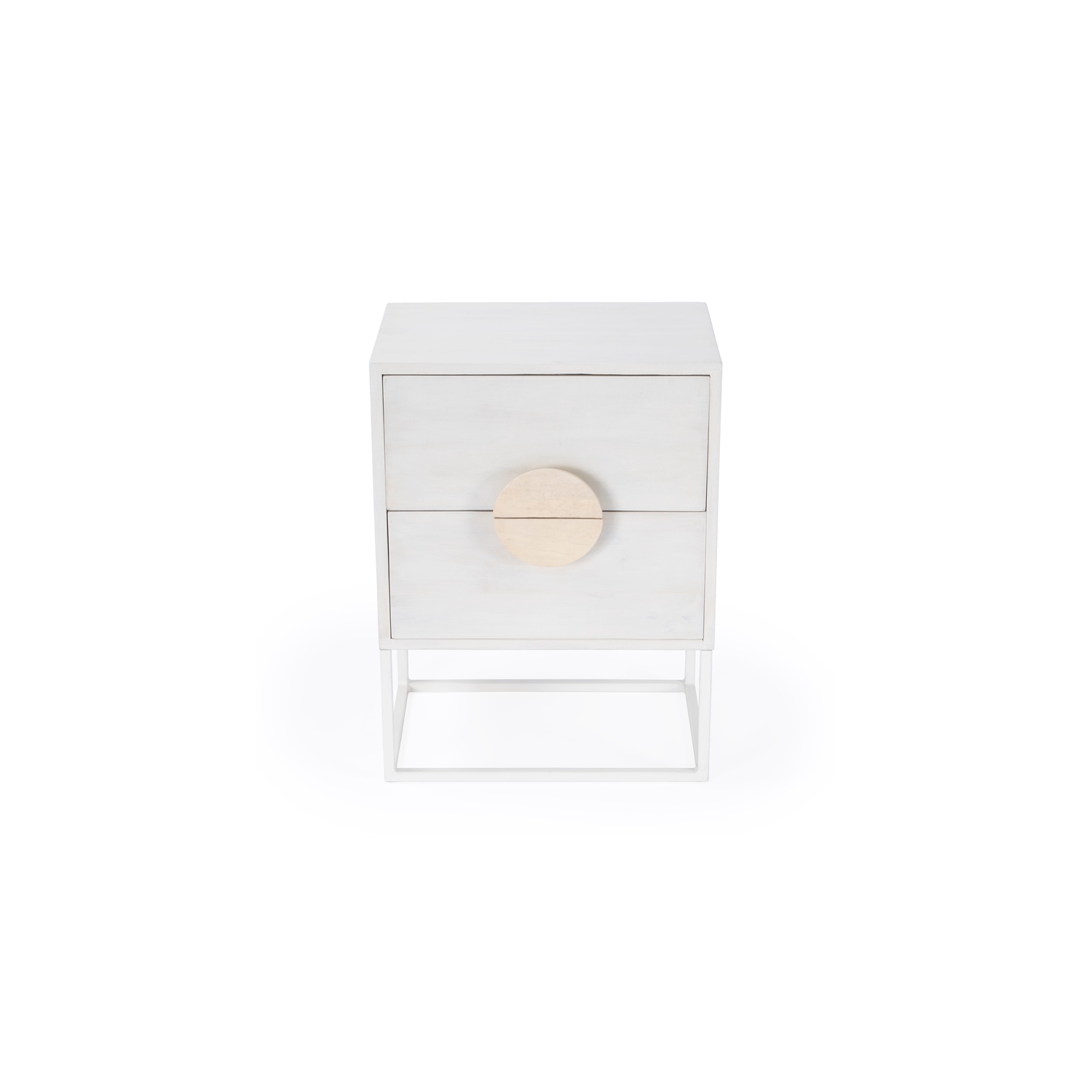 Lennasa White 2 Drawers Wood End Table