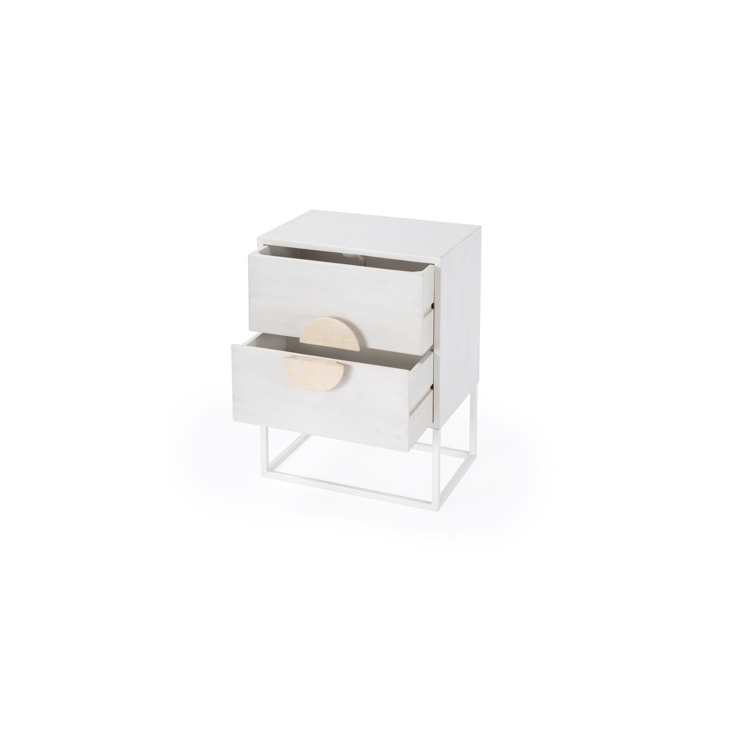 Lennasa White 2 Drawers Wood End Table