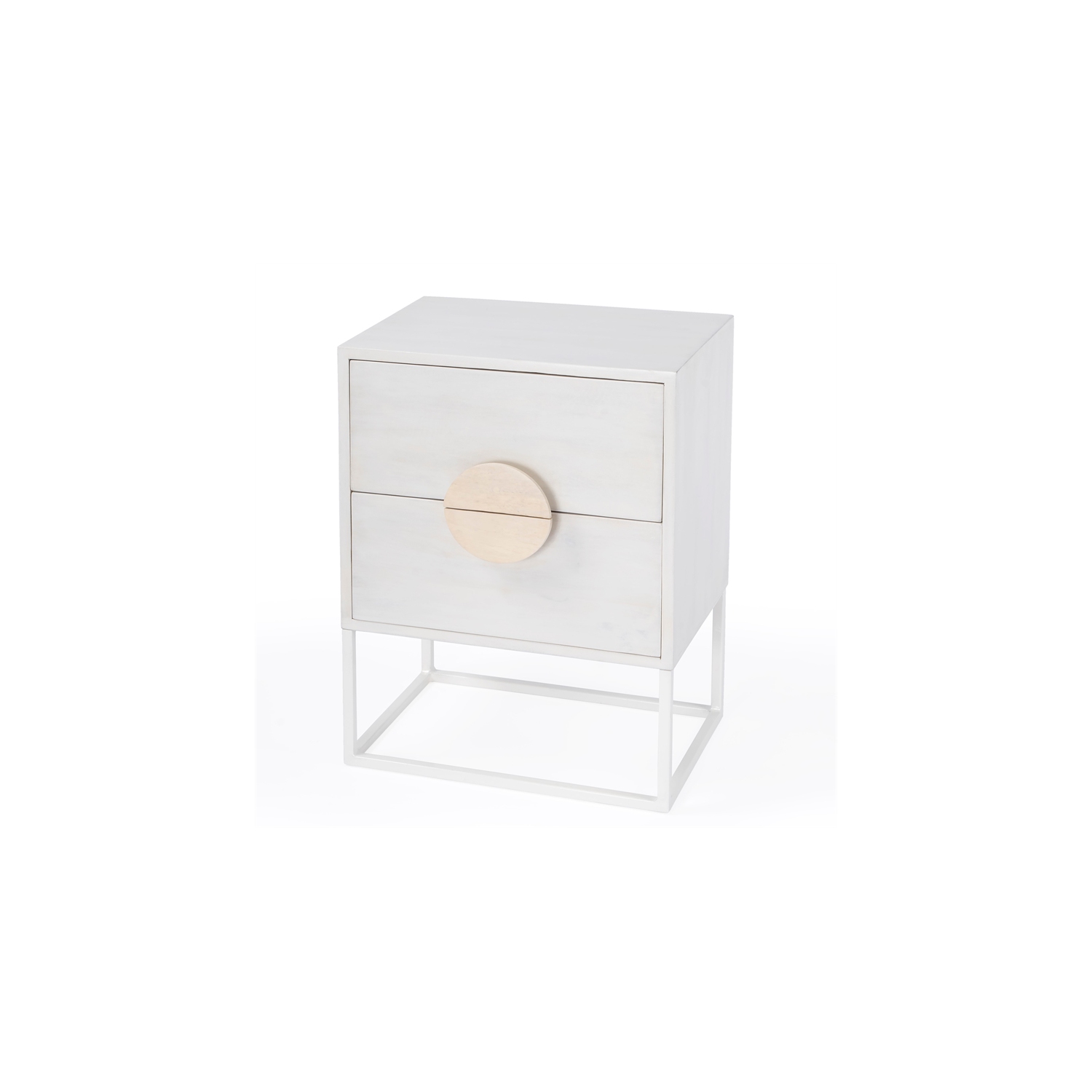 Lennasa White 2 Drawers Wood End Table