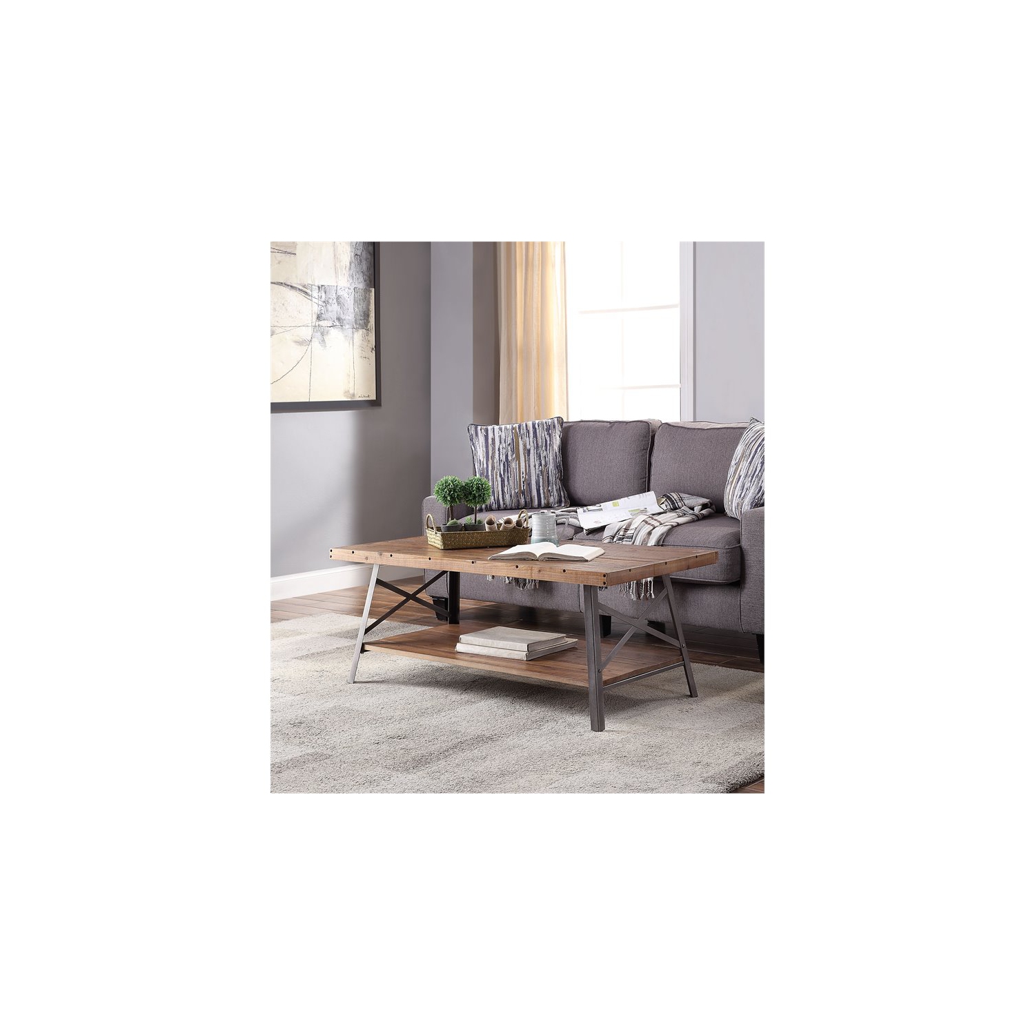 ACME Ikram table basse en chêne vieilli et en noir sableux