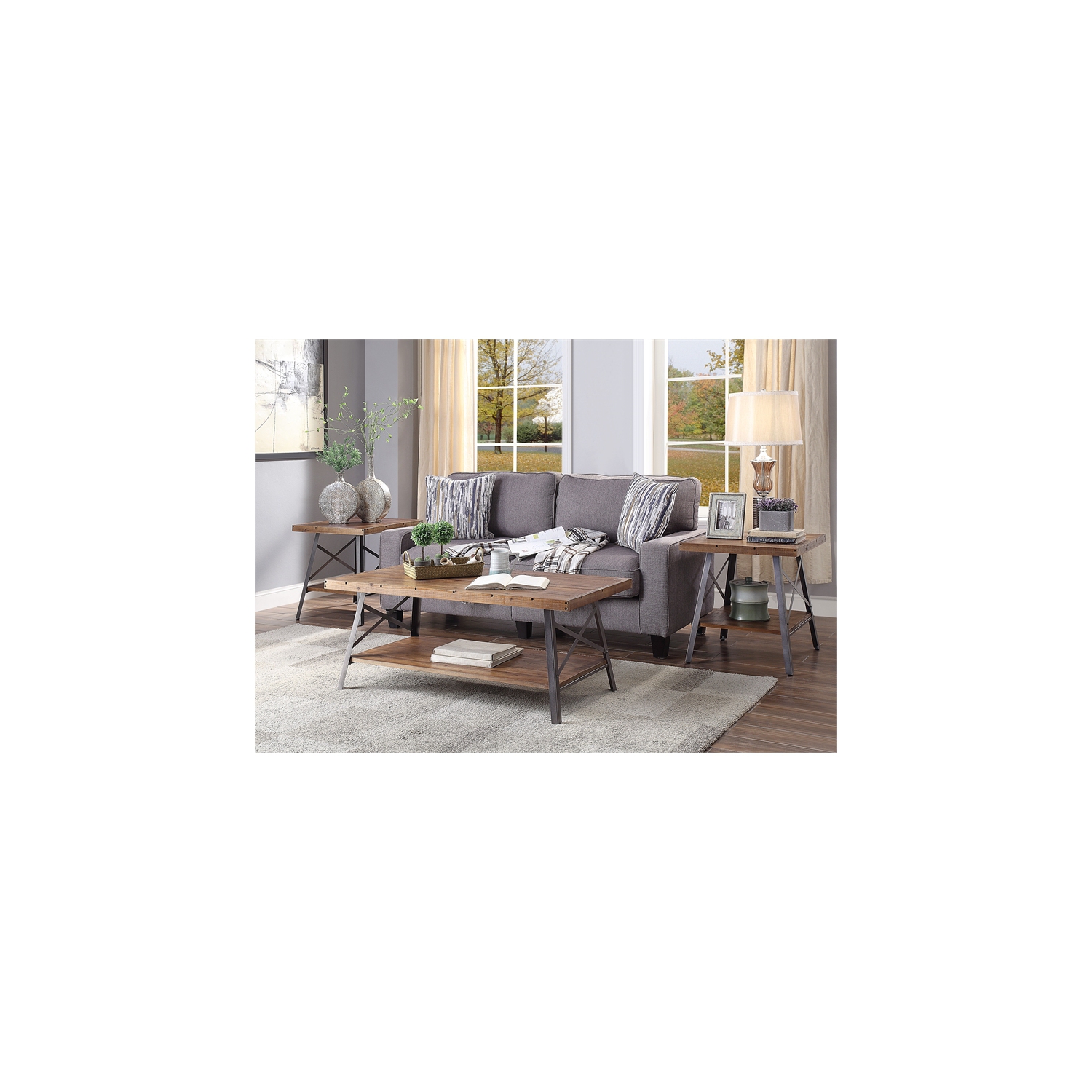 ACME Ikram table basse en chêne vieilli et en noir sableux