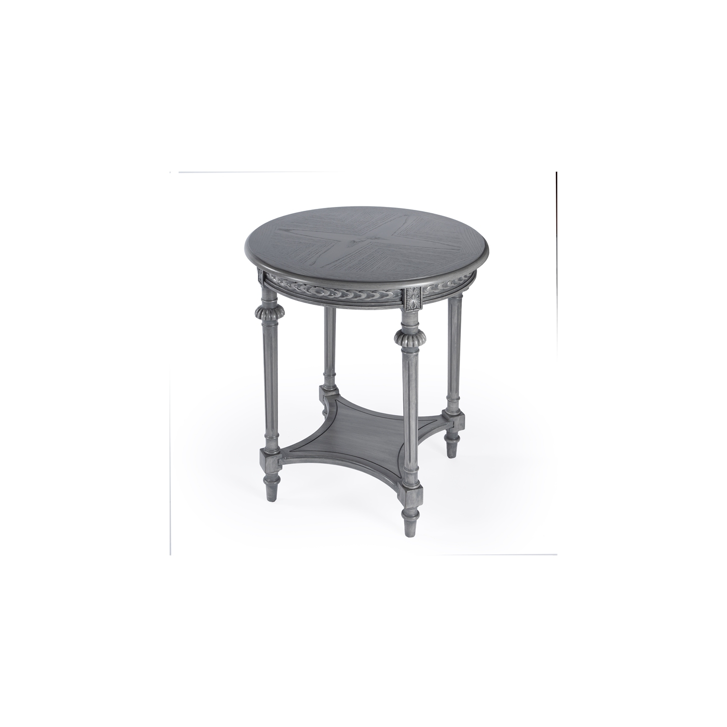 Butler Hellinger Round Gray Wood Lamp Table