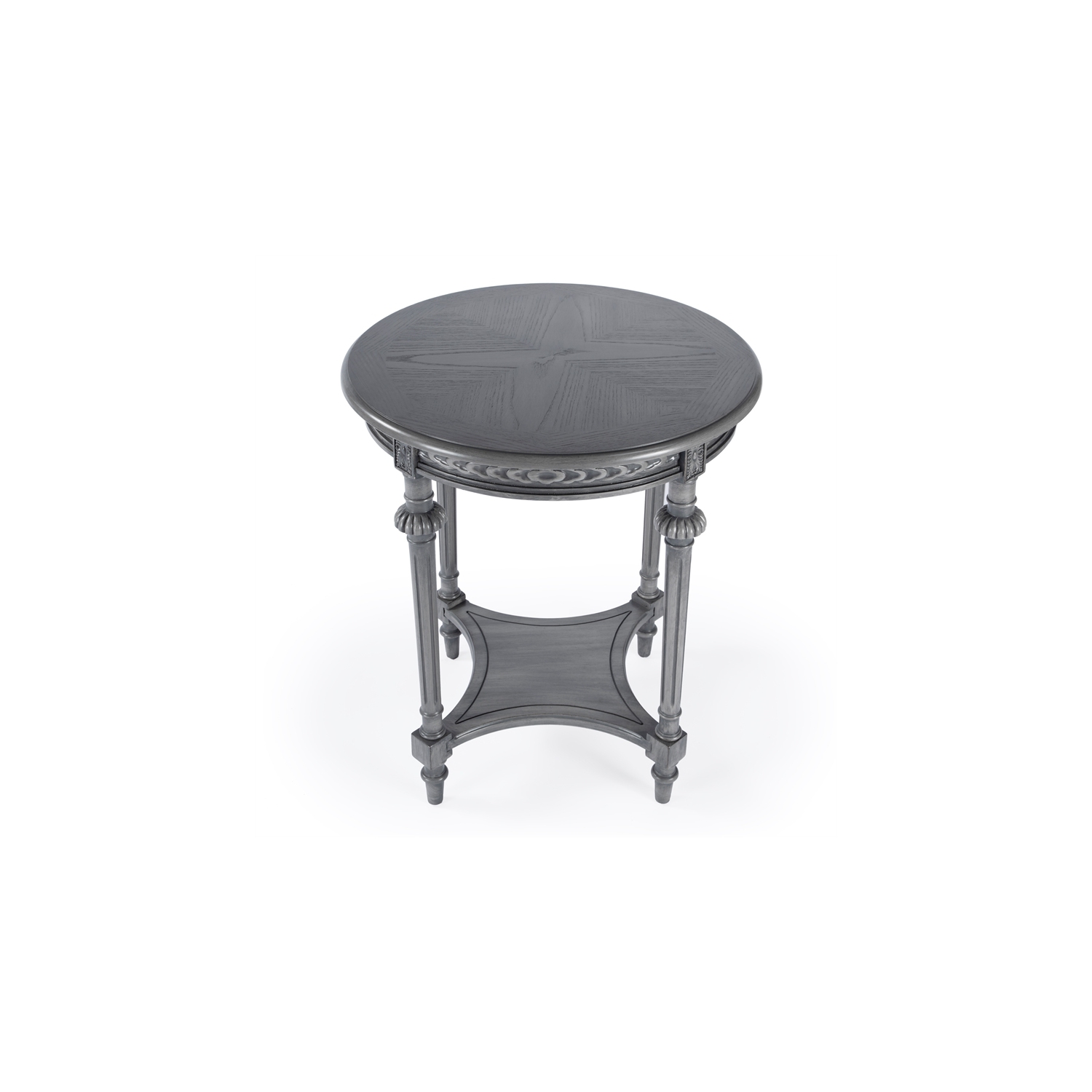 Butler Hellinger Round Gray Wood Lamp Table