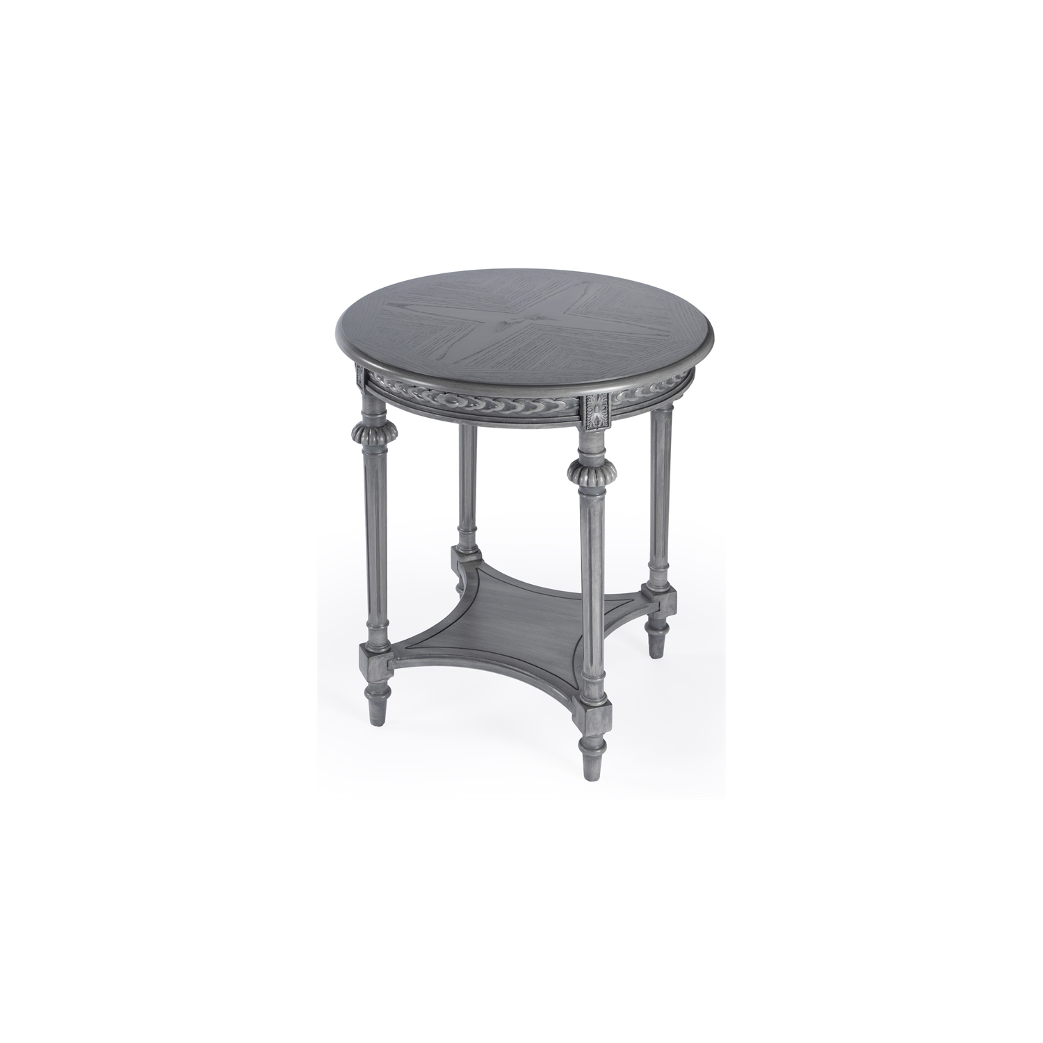 Butler Hellinger Round Gray Wood Lamp Table