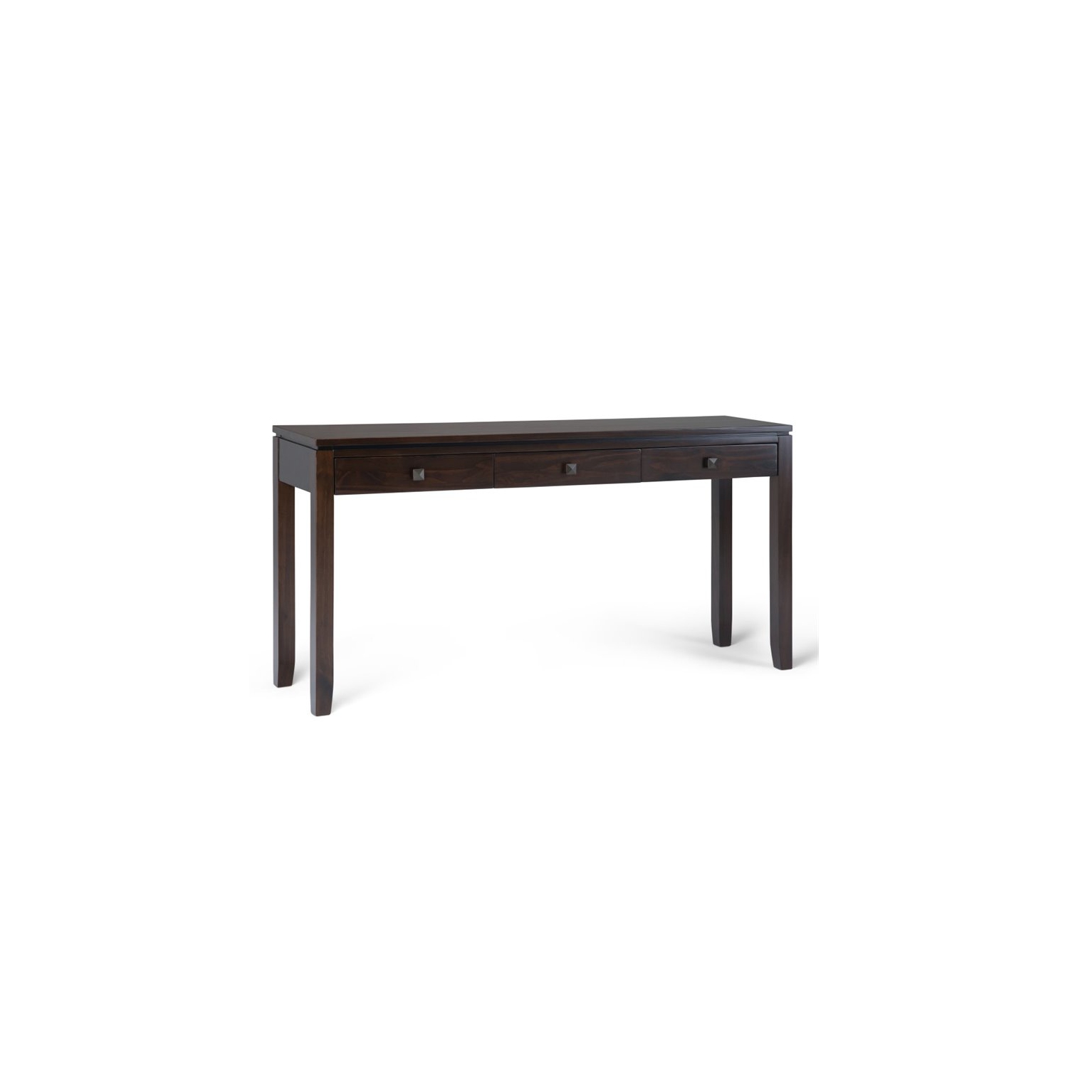 Simpli Home Cosmopolitan Solid Wood Wide Console Sofa Table in Mahogany Brown