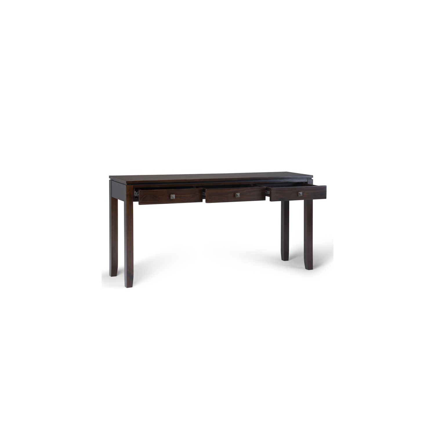 Simpli Home Cosmopolitan Solid Wood Wide Console Sofa Table in Mahogany Brown