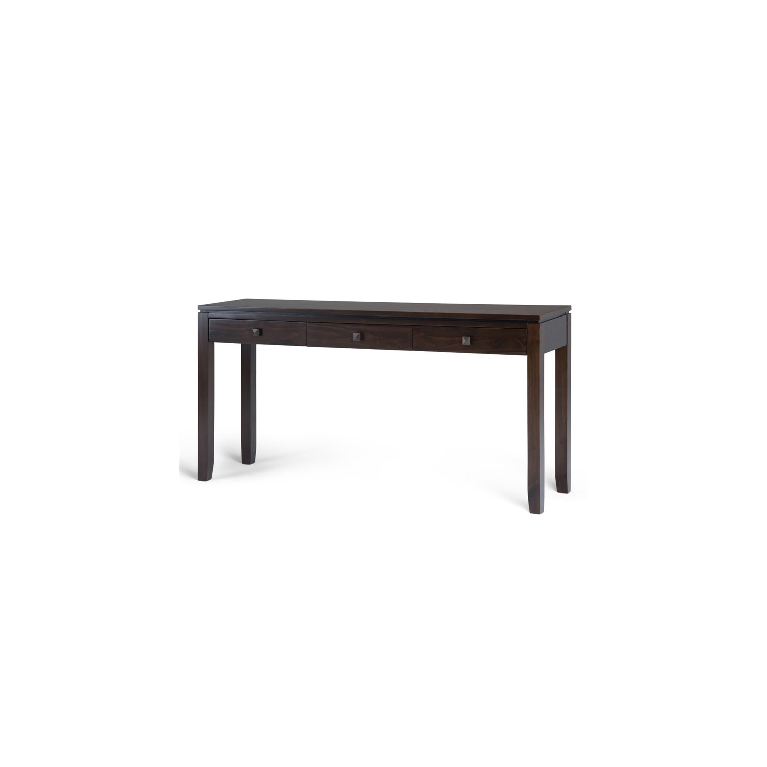Simpli Home Cosmopolitan Solid Wood Wide Console Sofa Table in Mahogany Brown