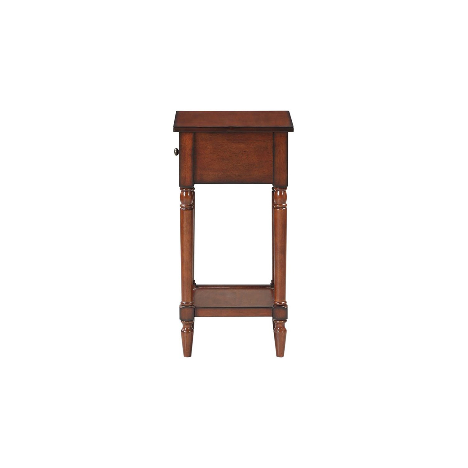French Country Khloe One-Drawer Accent End Table in Mahogany Wood Finish