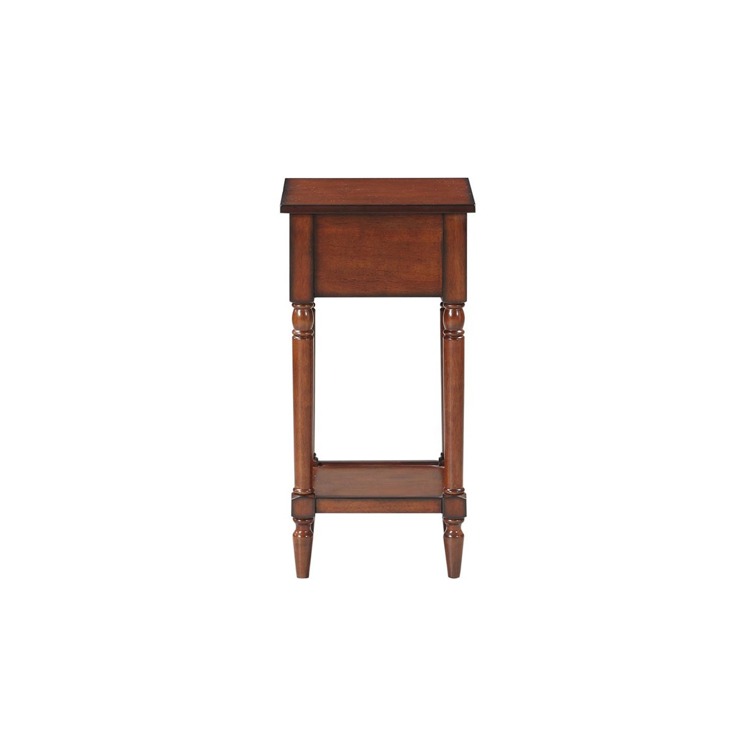 French Country Khloe One-Drawer Accent End Table in Mahogany Wood Finish