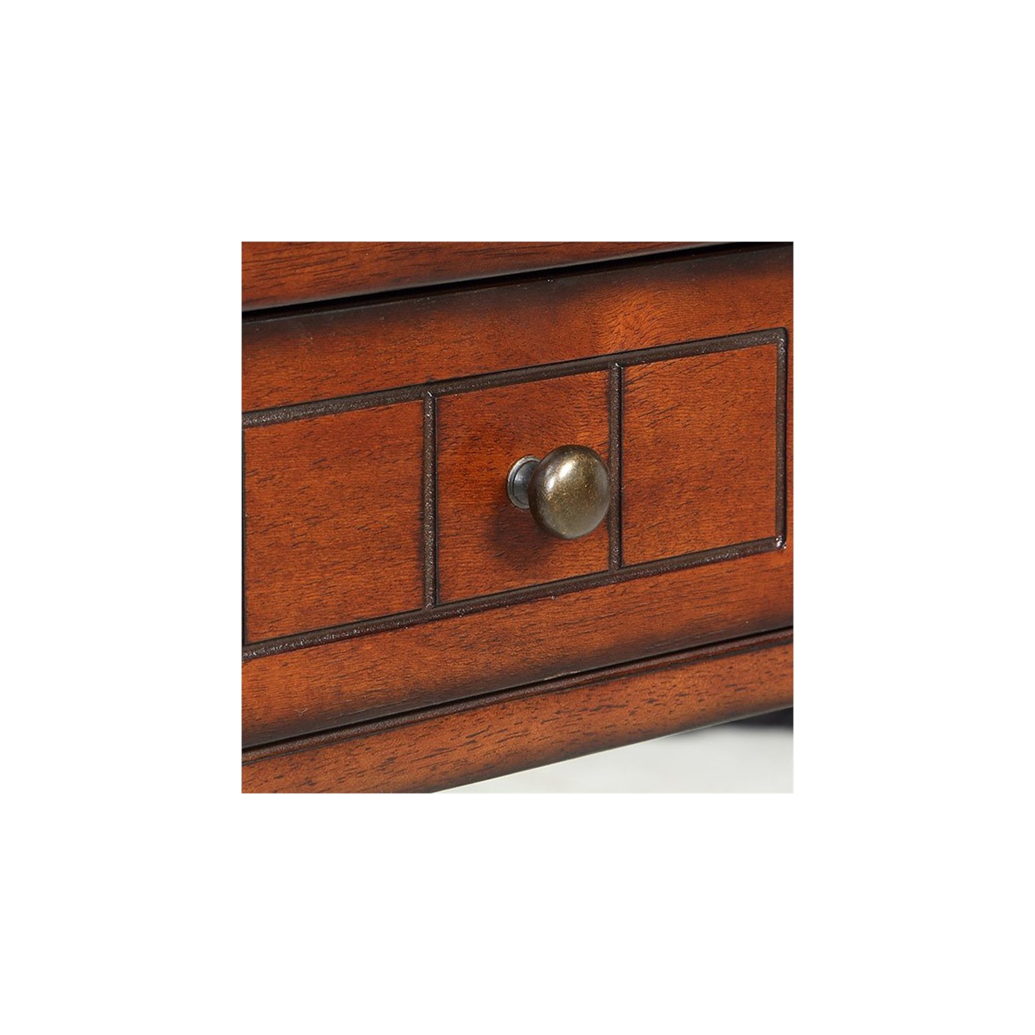 French Country Khloe One-Drawer Accent End Table in Mahogany Wood Finish