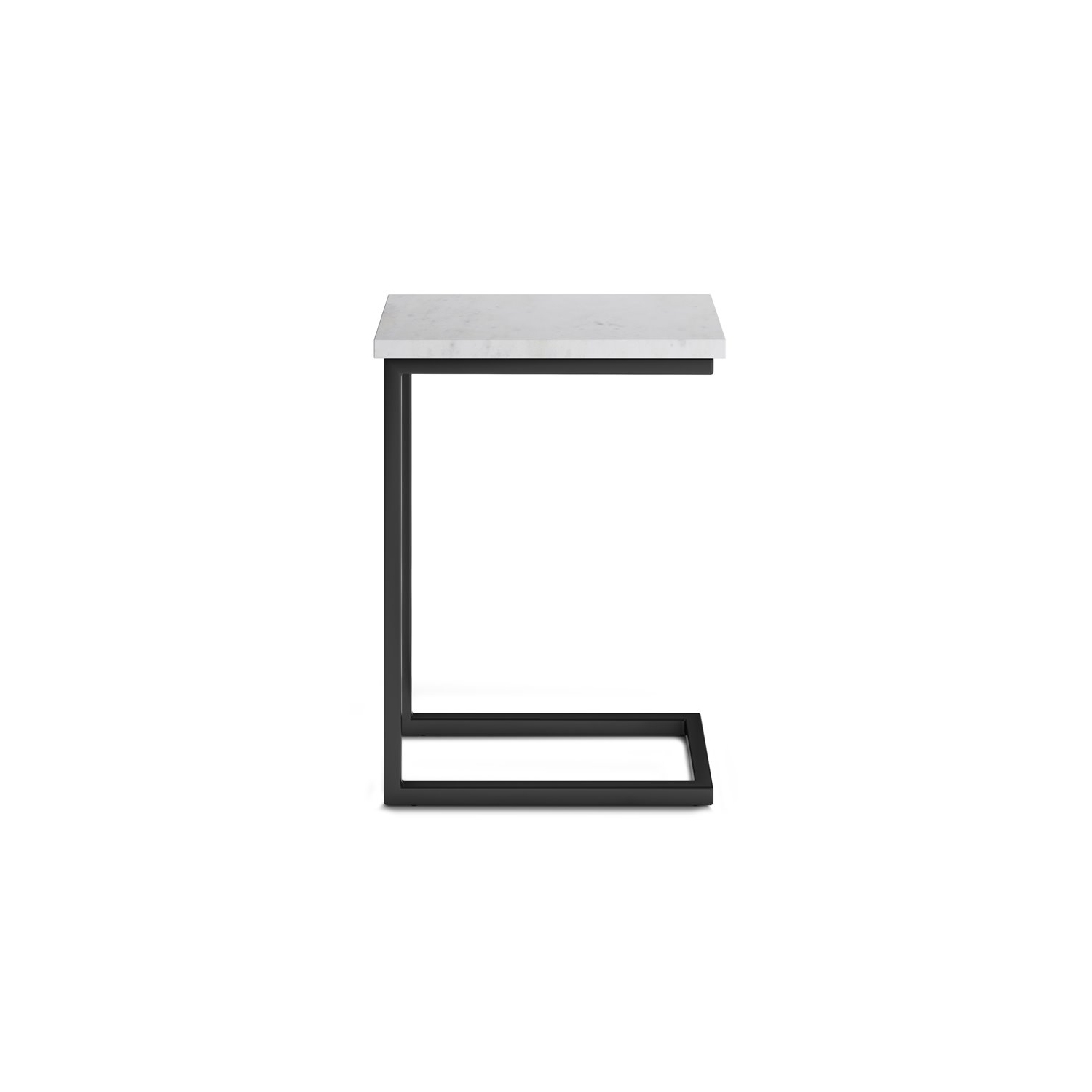 Simpli Home Skyler Industrial 18 " Metal C Side Table with Marble Top in White