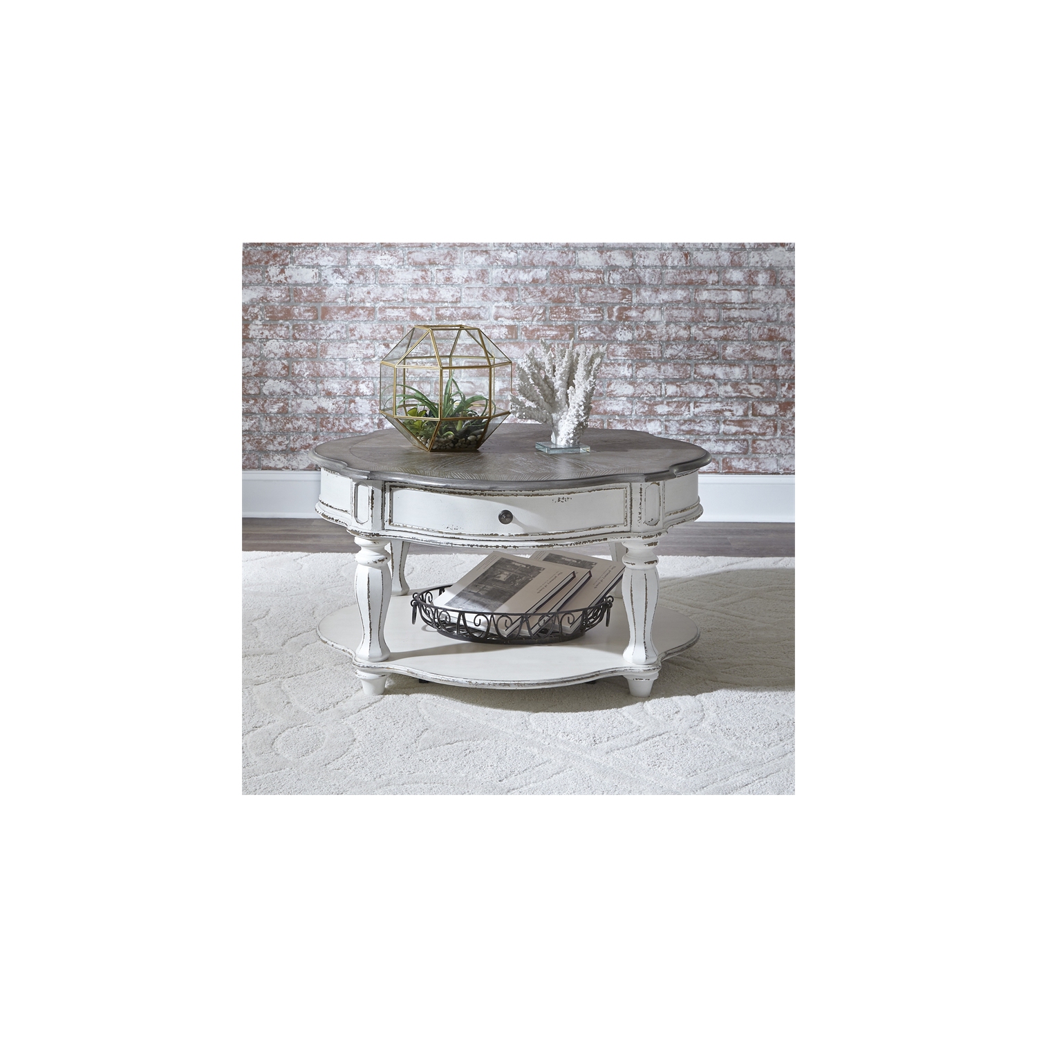 Magnolia Manor White Round Cocktail Table