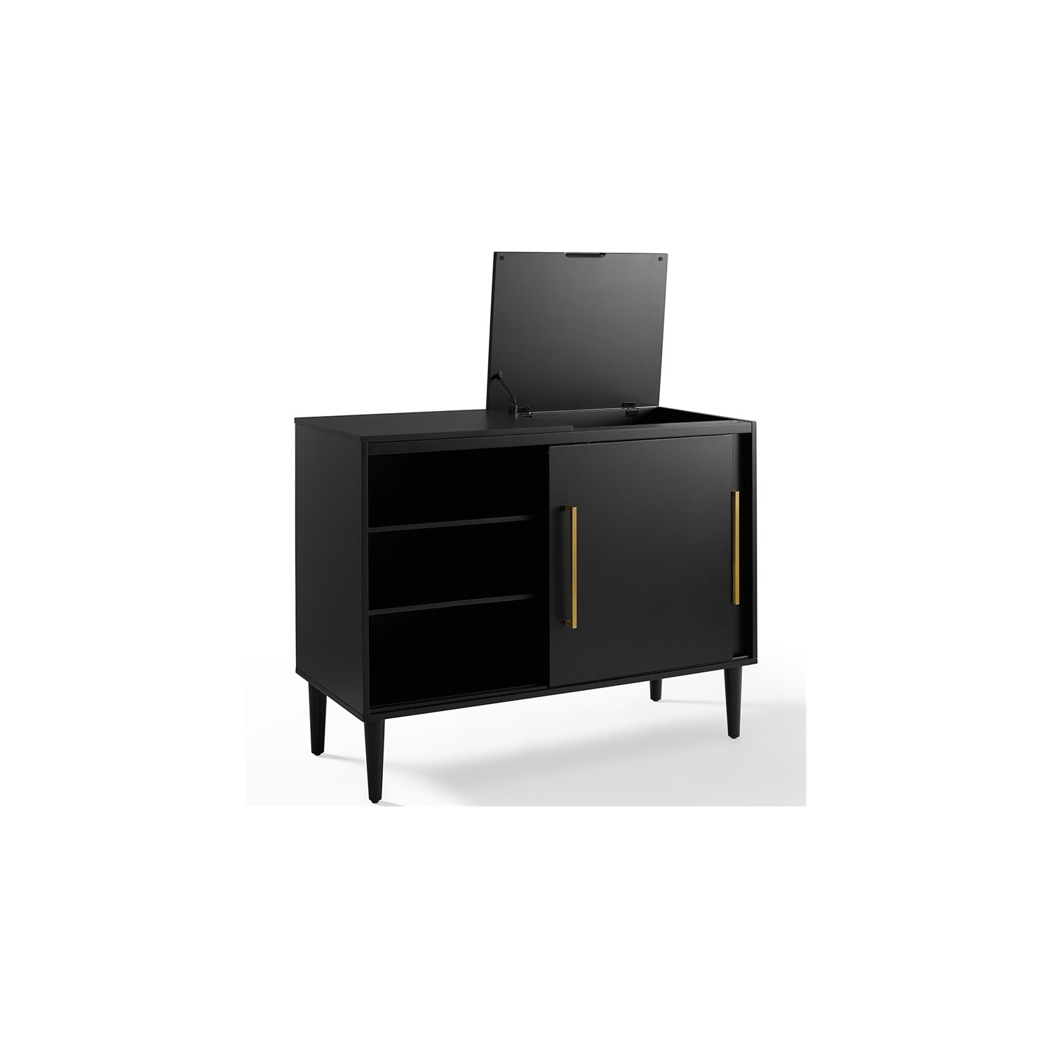 Crosley Everett Media Console Table in Matte Black