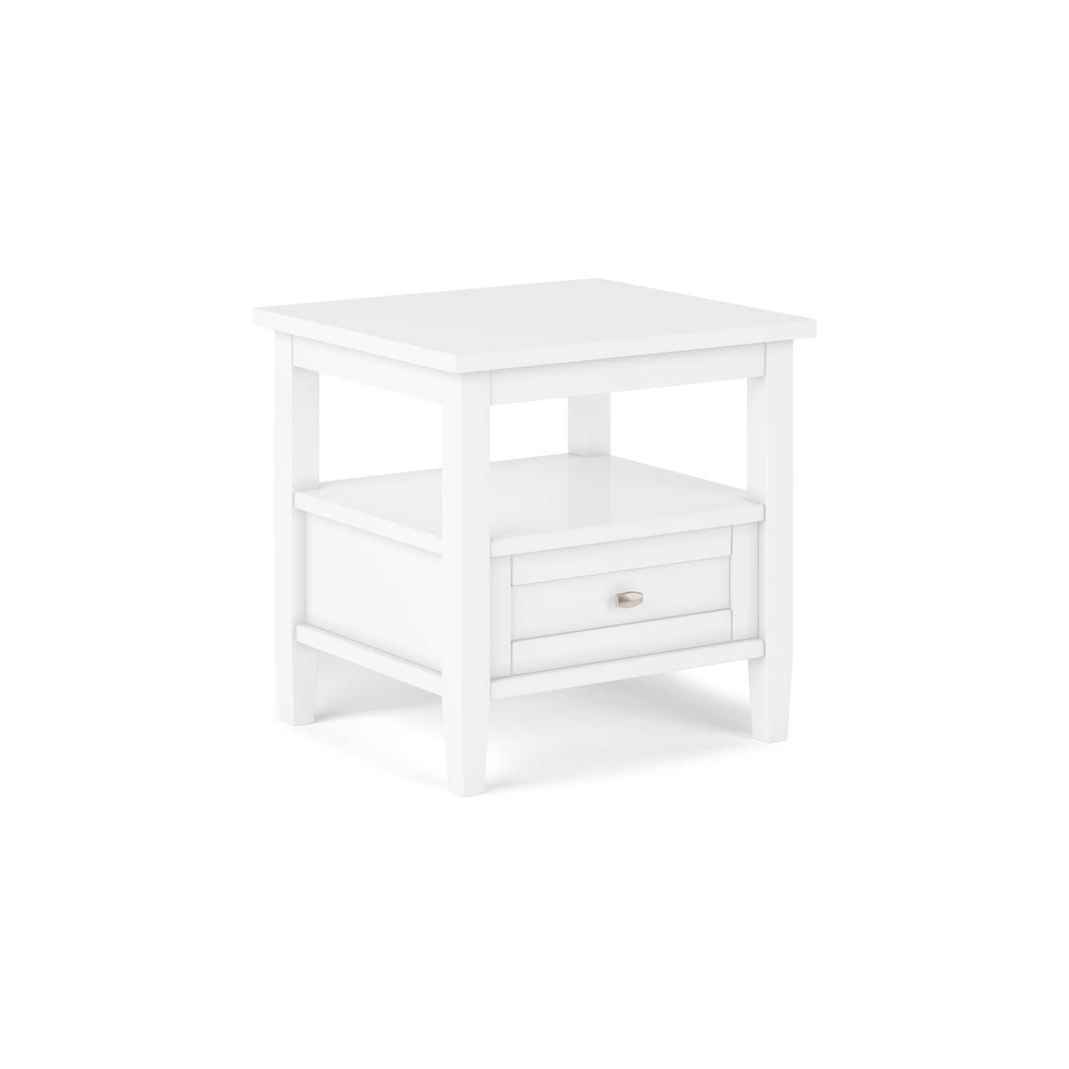 Simpli Home Warm Shaker Wood 20" Rectangle Transitional End Table in White