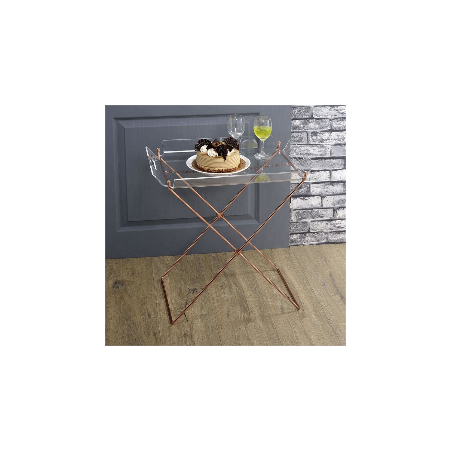 ACME Cercie Tray Table in Clear Acrylic and Copper