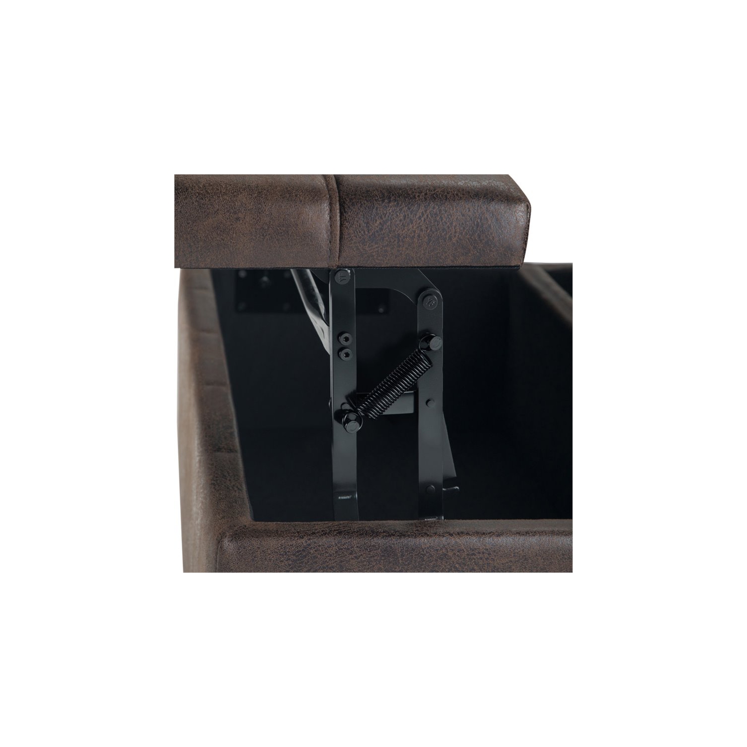 Simpli Home Harrison 36" Transitional Square Coffee Table Ottoman in Brown Faux Leather