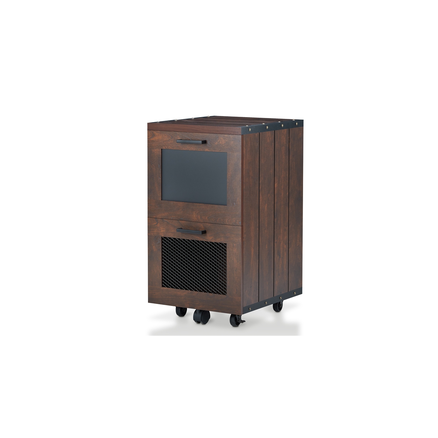 Furniture of America Brynn Industrial Wood Filing Cabinet with Casters in Walnut