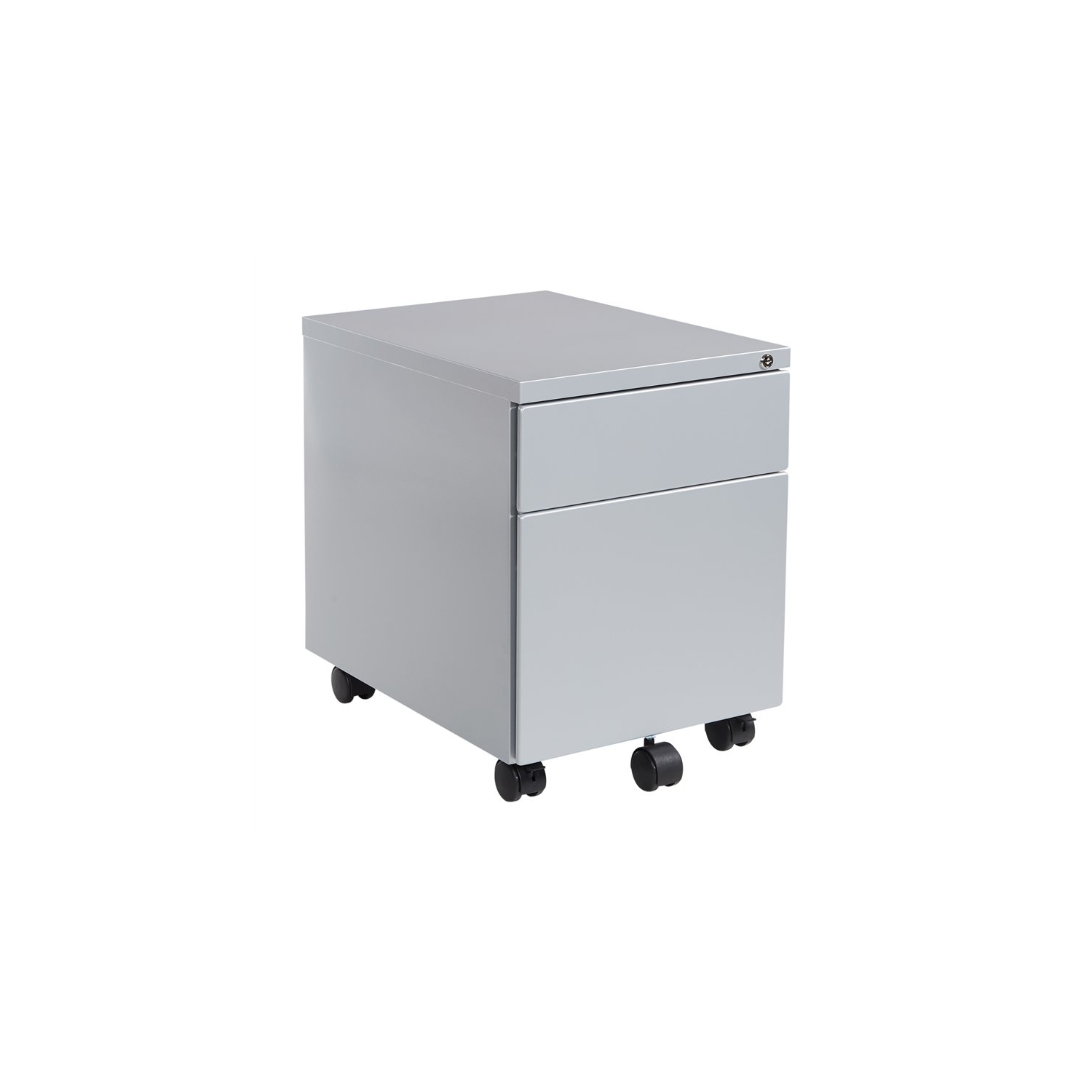 Silver 22" Deep Metal Mobile Box/File Pedestal