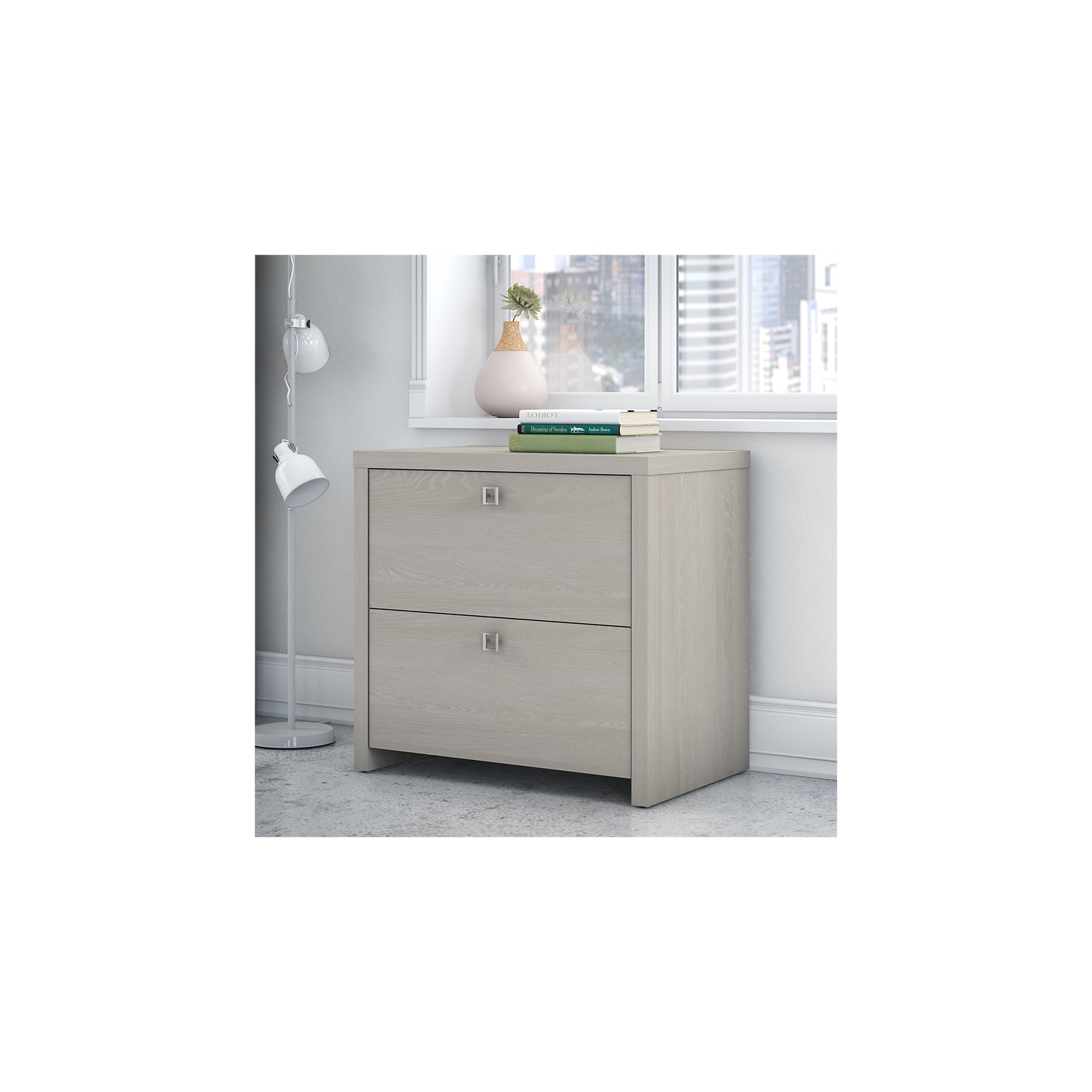 Office by kathy ireland Echo Lateral File Cabinet in Gray Sand
