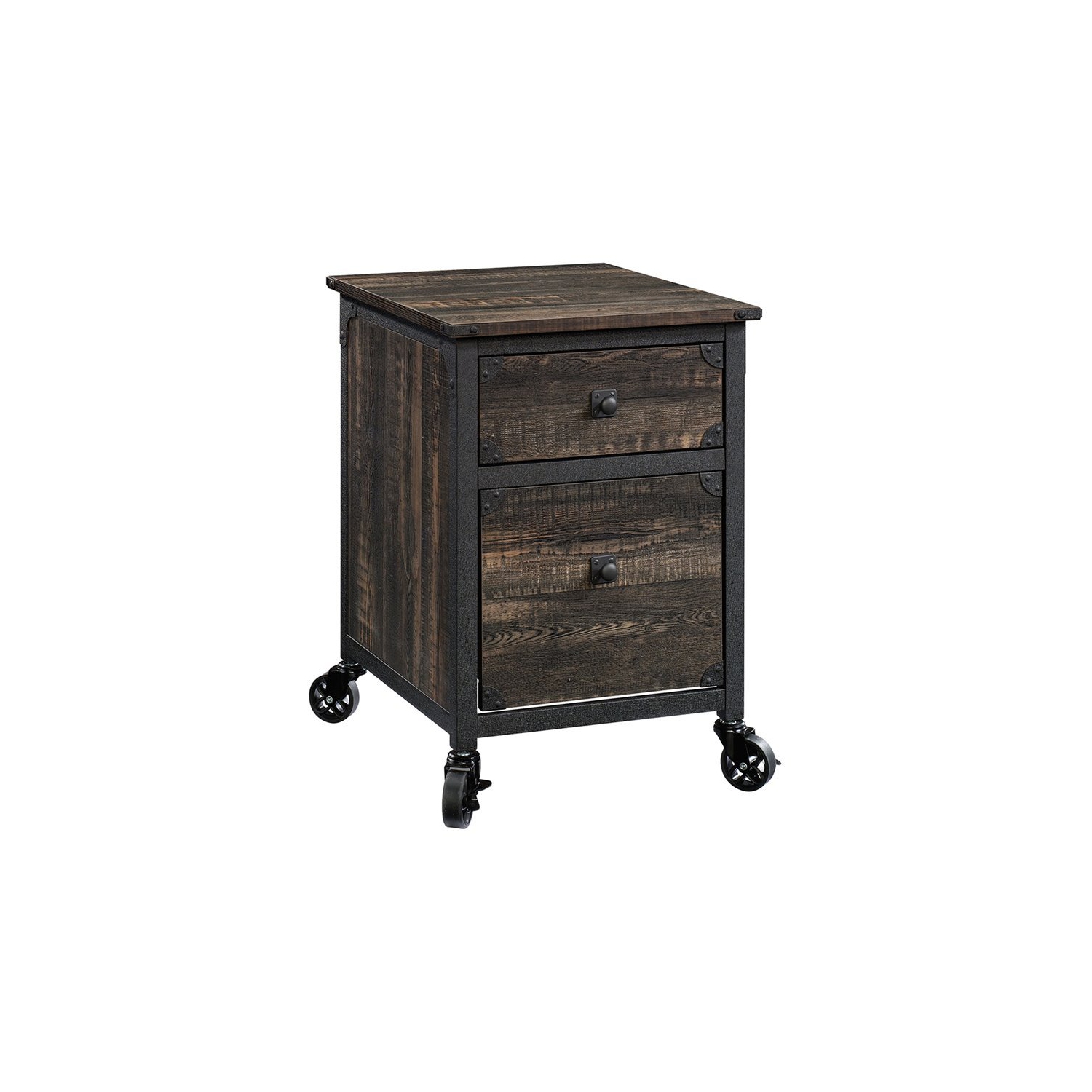 Sauder – Classeur mobile à 2 tiroirs Steel River, chêne charbon/noir