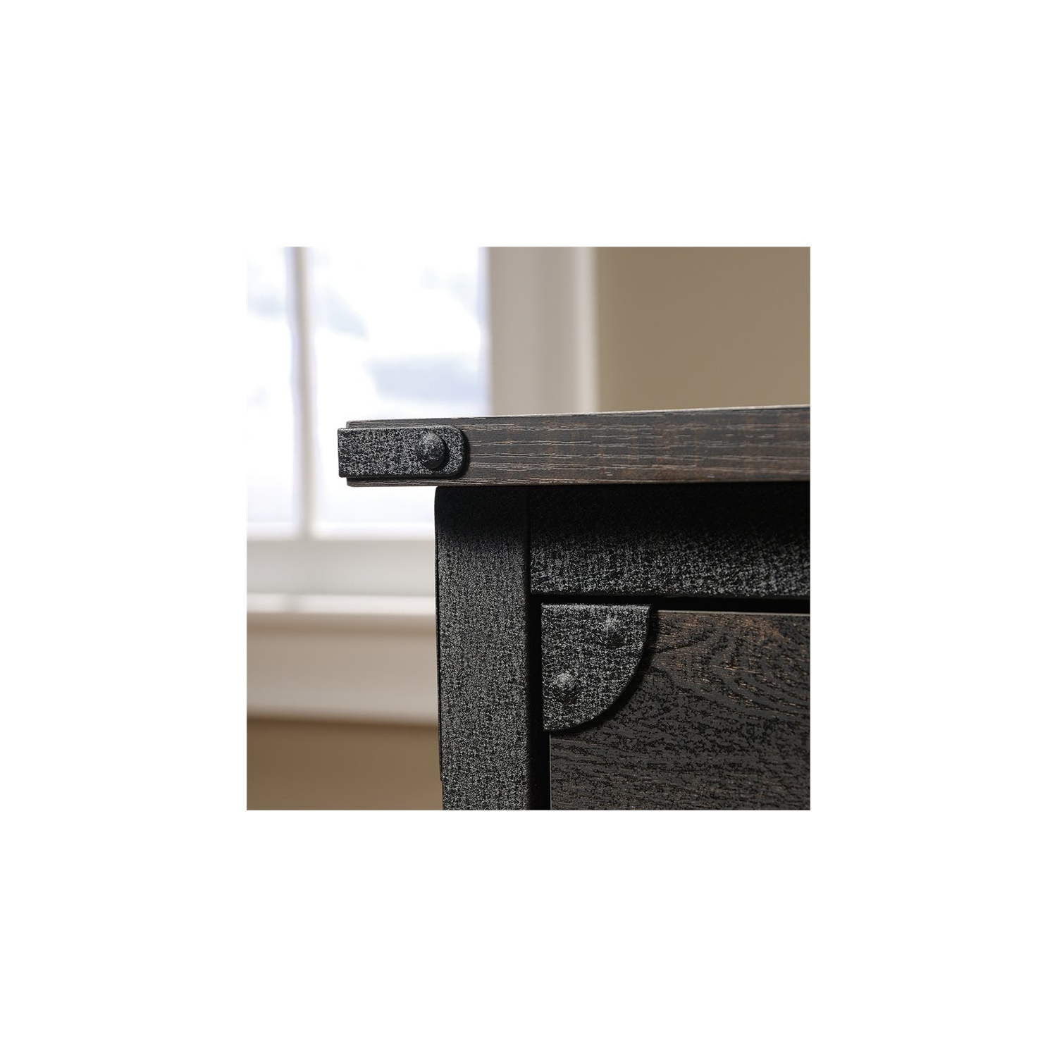 Sauder – Classeur mobile à 2 tiroirs Steel River, chêne charbon/noir